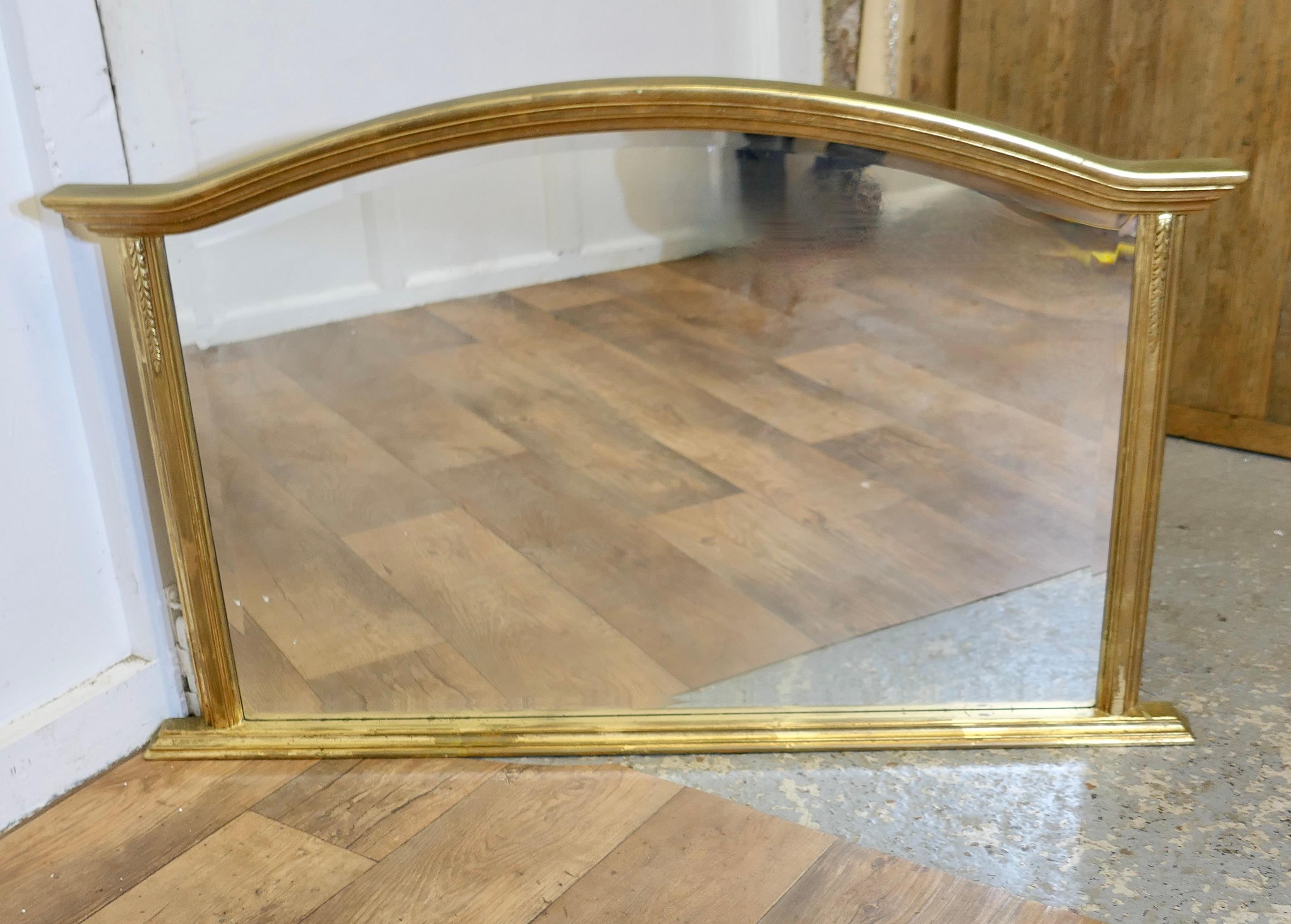 Victorian Style Arched Gold Overmantel Mirror  A Lovely Over Mantle Mirror In Good Condition In Godshill, Isle of Wight
