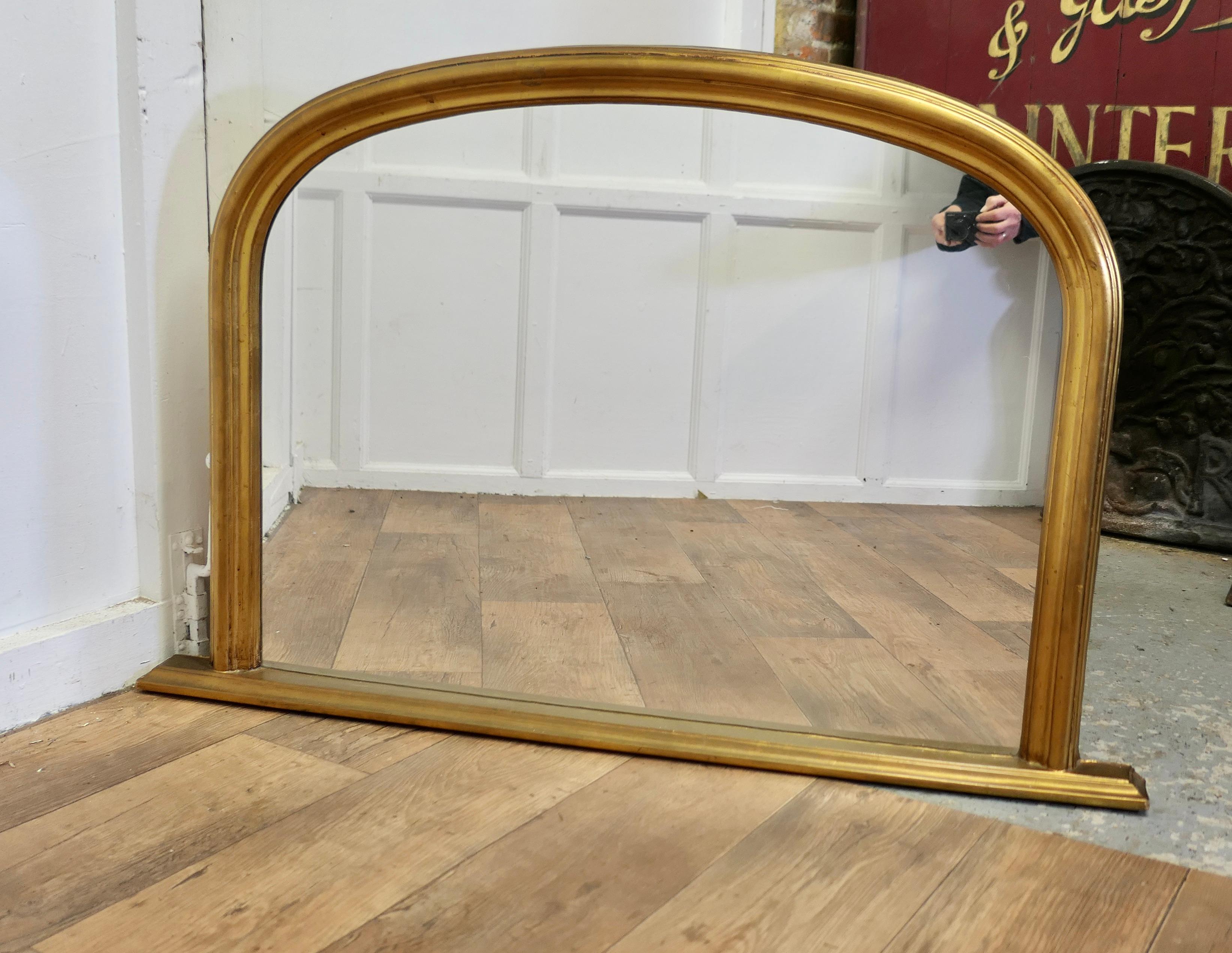 Victorian Style Arched Gold Overmantel Mirror  A Lovely Over Mantle Mirror   In Good Condition For Sale In Chillerton, Isle of Wight