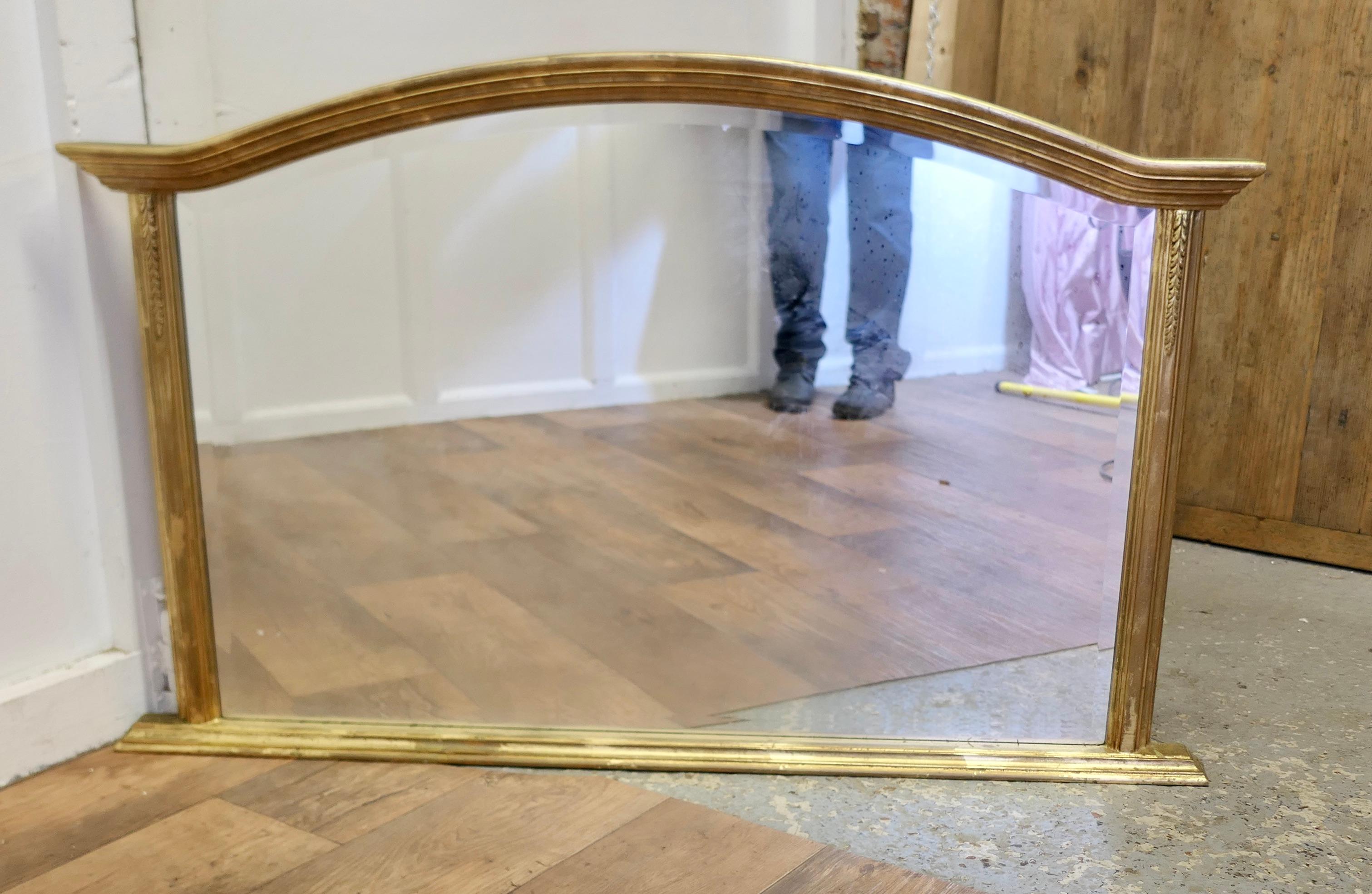 Mid-20th Century Victorian Style Arched Gold Overmantel Mirror  A Lovely Over Mantle Mirror