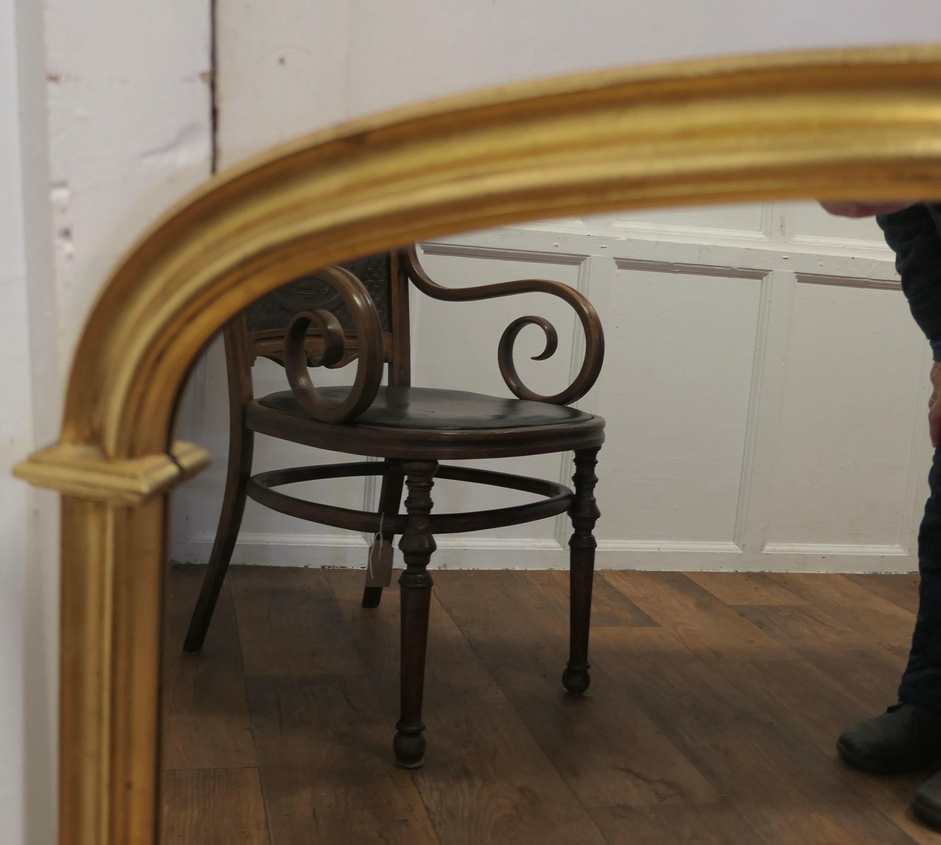 Giltwood Victorian Style Arched Gold Overmantel Mirror  A Lovely Over Mantle Mirror    For Sale
