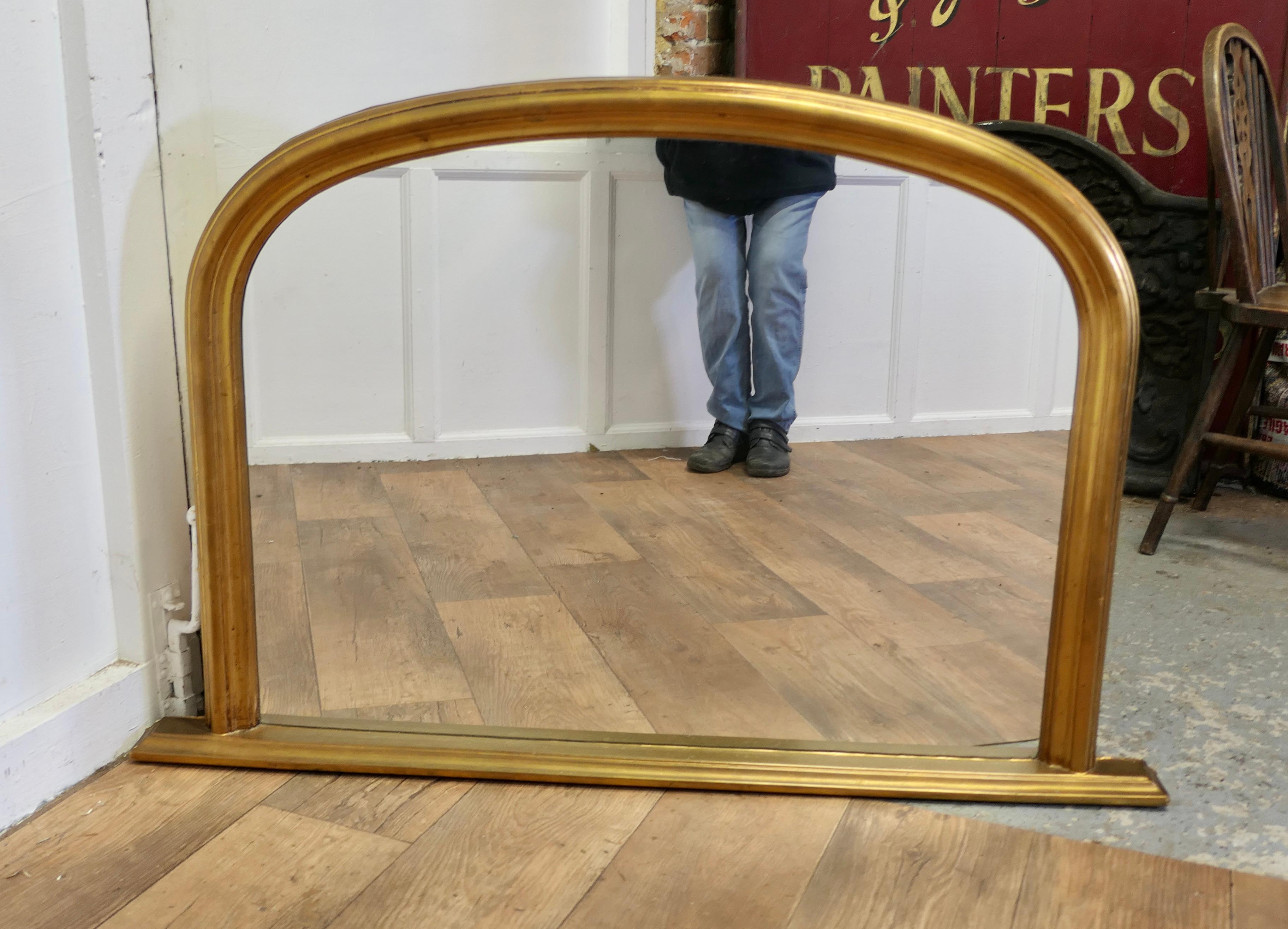Mid-20th Century Victorian Style Arched Gold Overmantel Mirror  A Lovely Over Mantle Mirror   For Sale