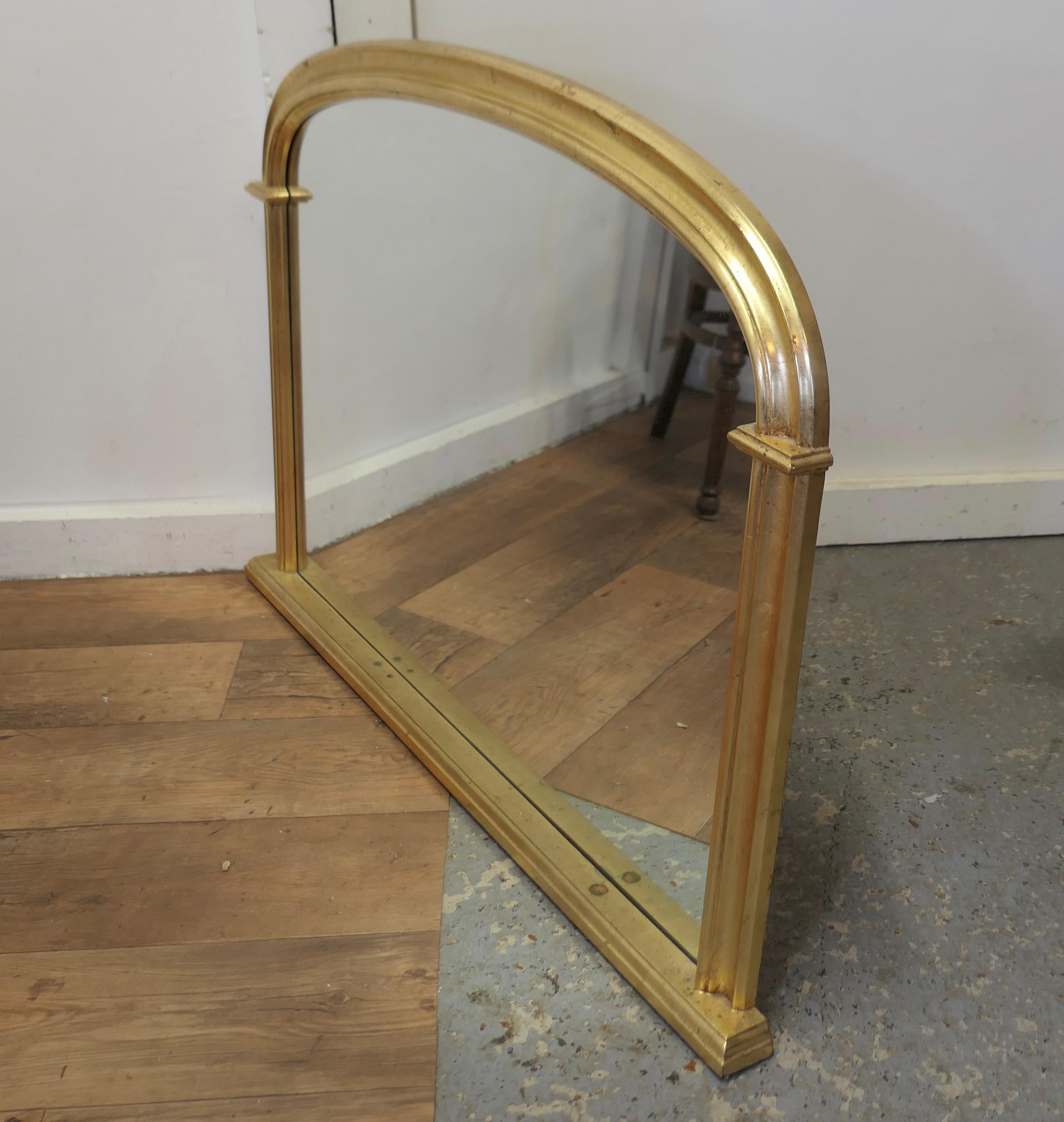Victorian Style Arched Gold Overmantel Mirror  A Lovely Over Mantle Mirror    For Sale 1