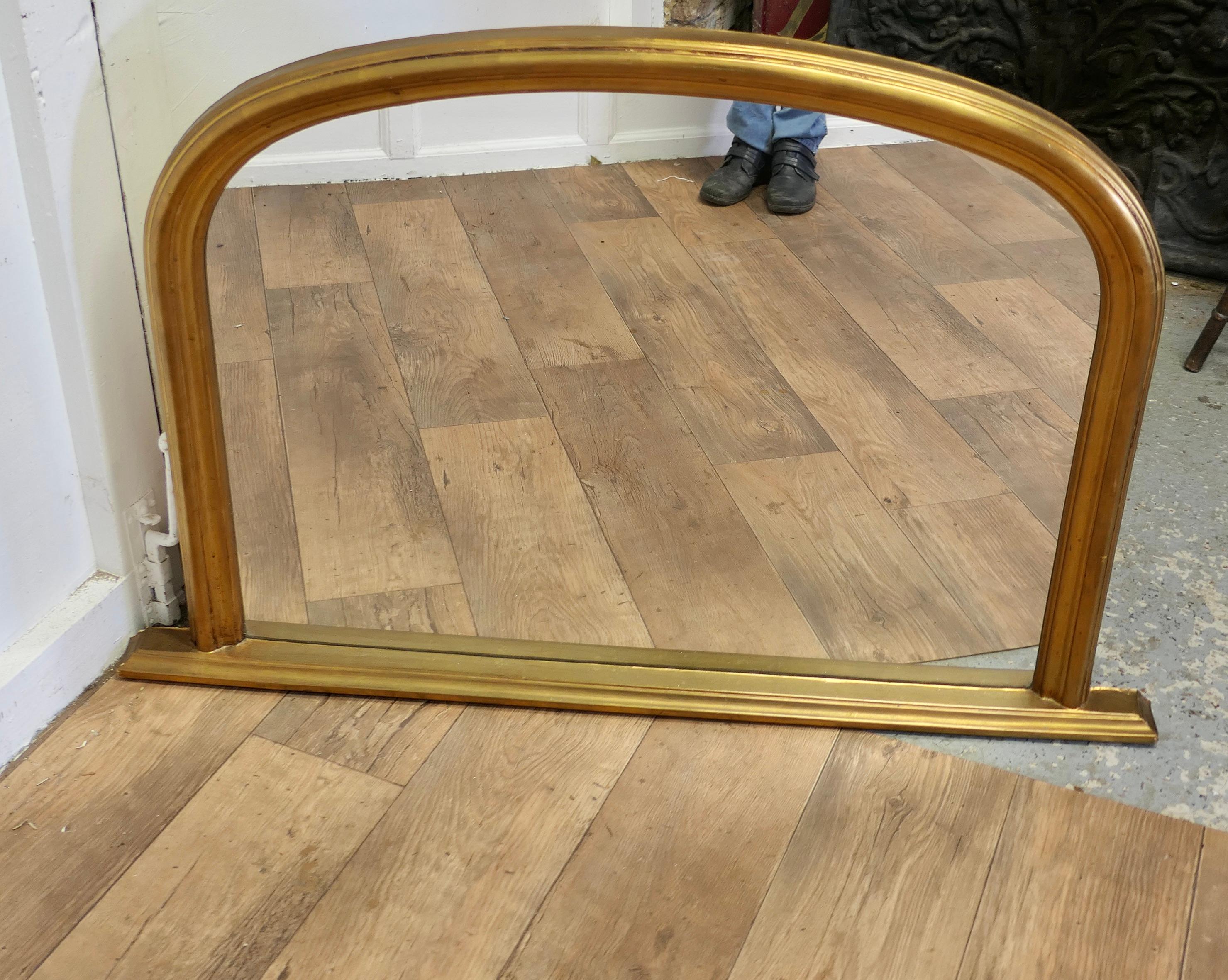 Giltwood Victorian Style Arched Gold Overmantel Mirror  A Lovely Over Mantle Mirror   For Sale