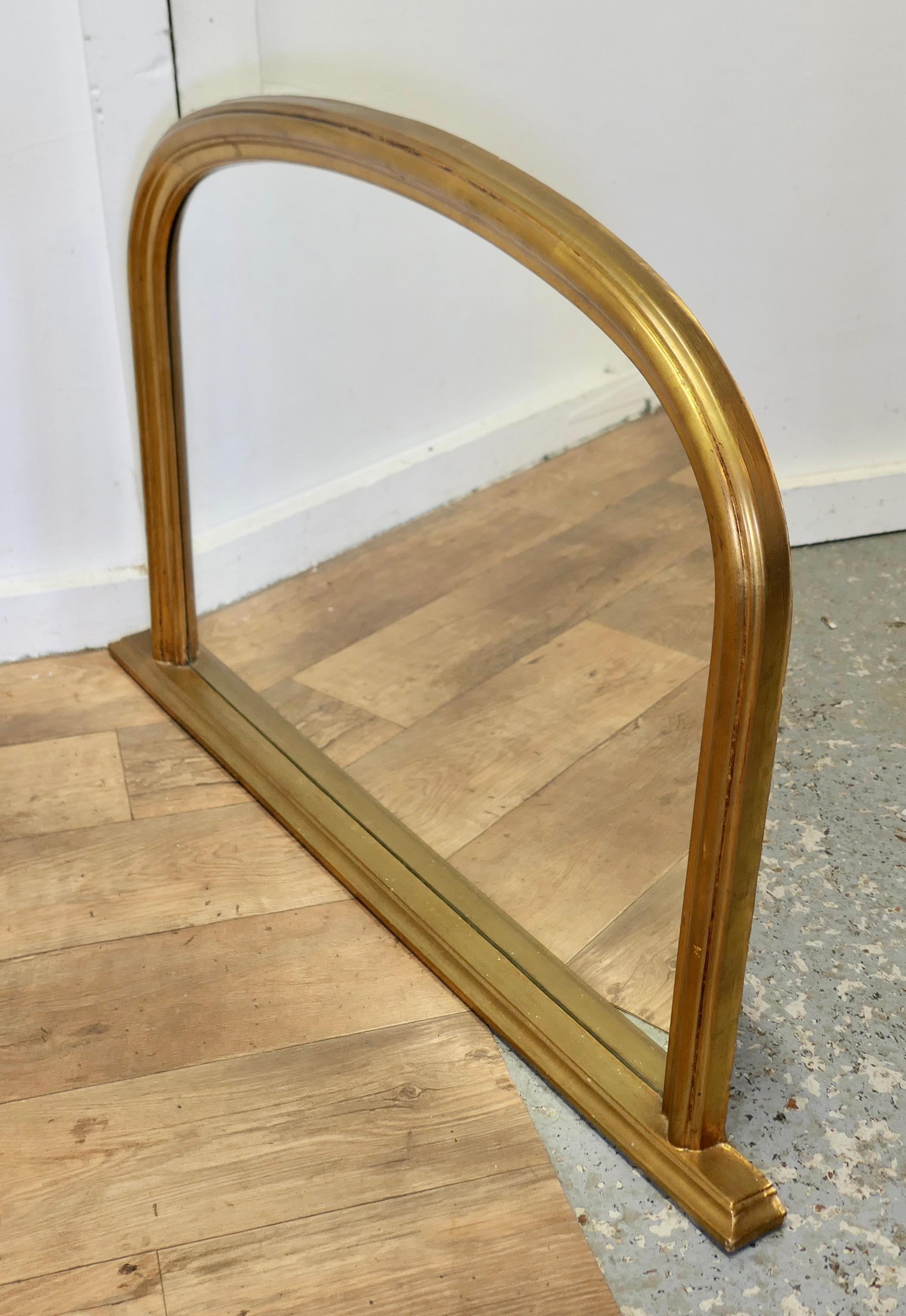 Victorian Style Arched Gold Overmantel Mirror  A Lovely Over Mantle Mirror   For Sale 1