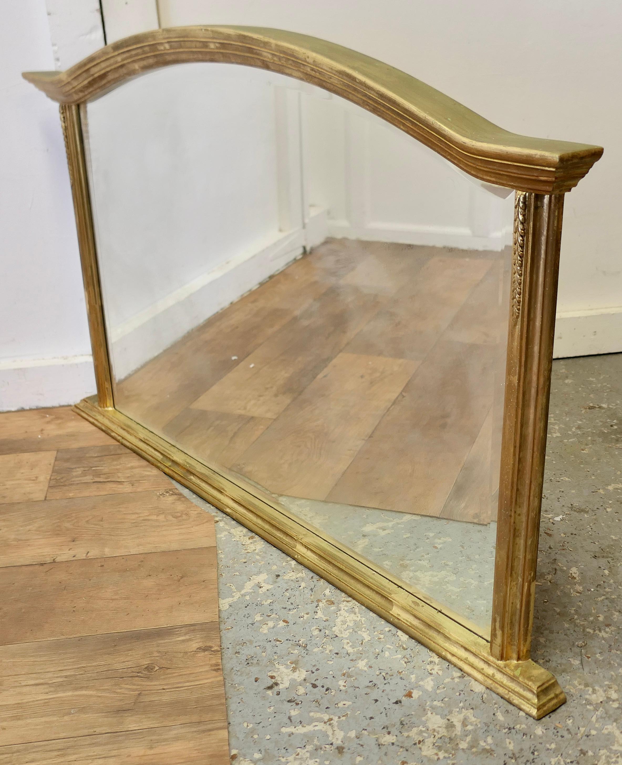 Victorian Style Arched Gold Overmantel Mirror  A Lovely Over Mantle Mirror    For Sale 2