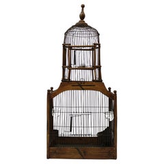 Antique Victorian Style Architectural Done Top Wood Bird Cage