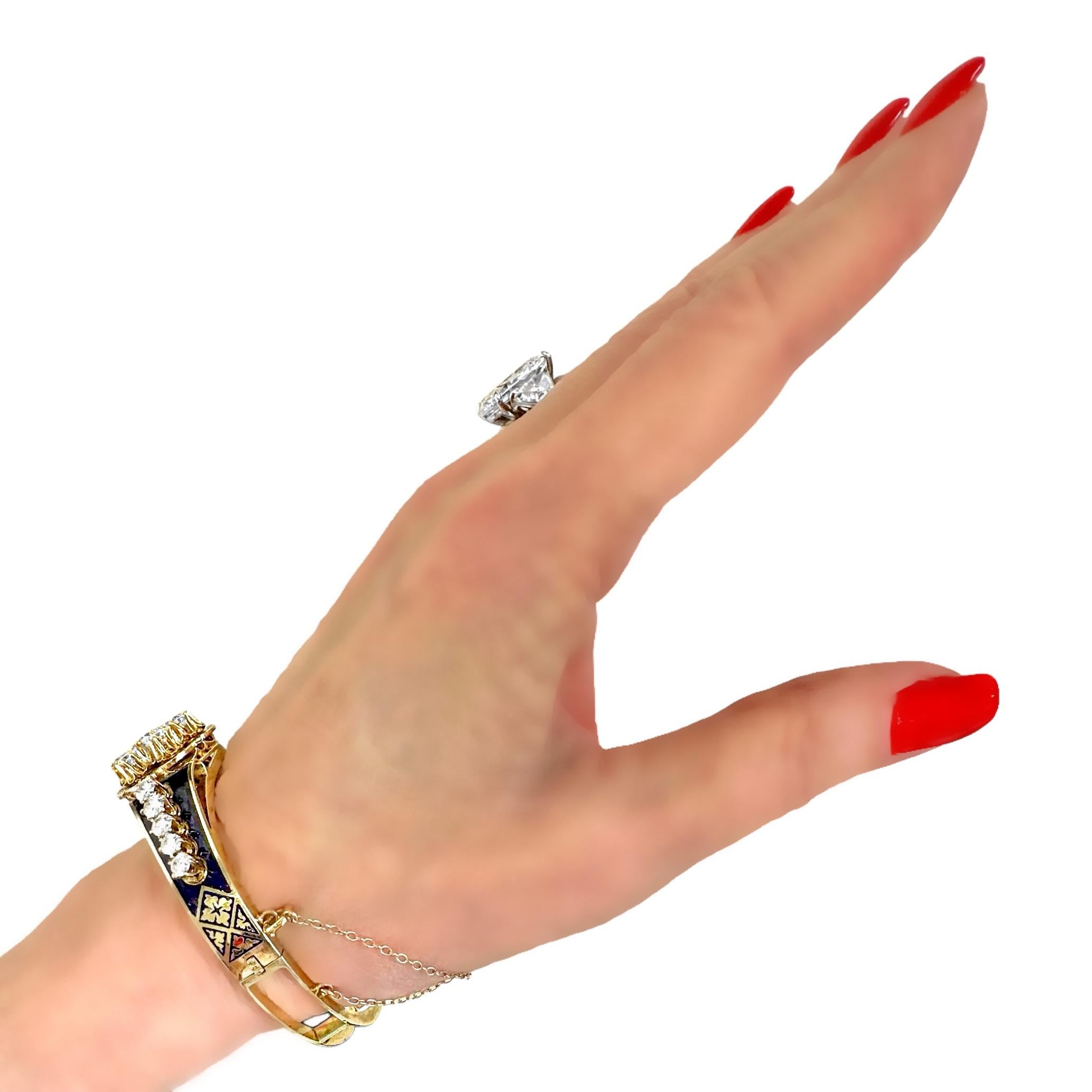Viktorianischer Armreif im viktorianischen Stil aus 14 Karat Gelbgold mit Diamanten und blauen Emaille-Akzenten im Angebot 11