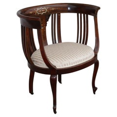 Vintage Victorian Style Barrel Inlaid Chair