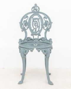 Victorian Style Blue Painted Cast Iron Side Chair
