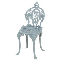 Victorian Style Blue Painted Cast Iron Side Chair