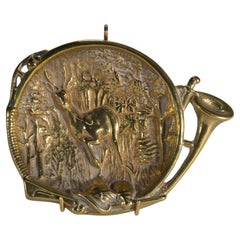 Victorian Style Brass Hunting Themed Tray, England Early 20th Century