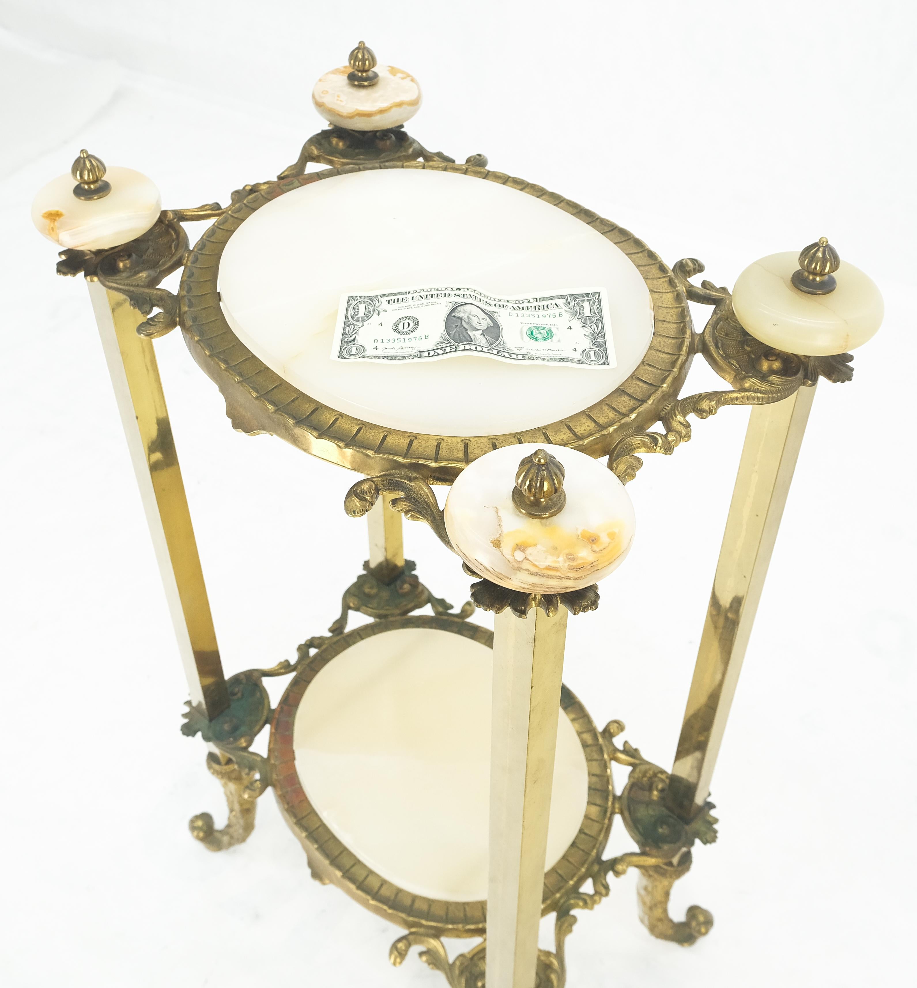 Épis de faîtage ovales en laiton et marbre onyx tournés pour lampe et table d'appoint style victorien MINT en vente 4