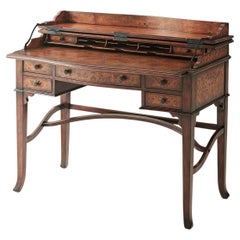 Victorian Style Burl Campaign Desk