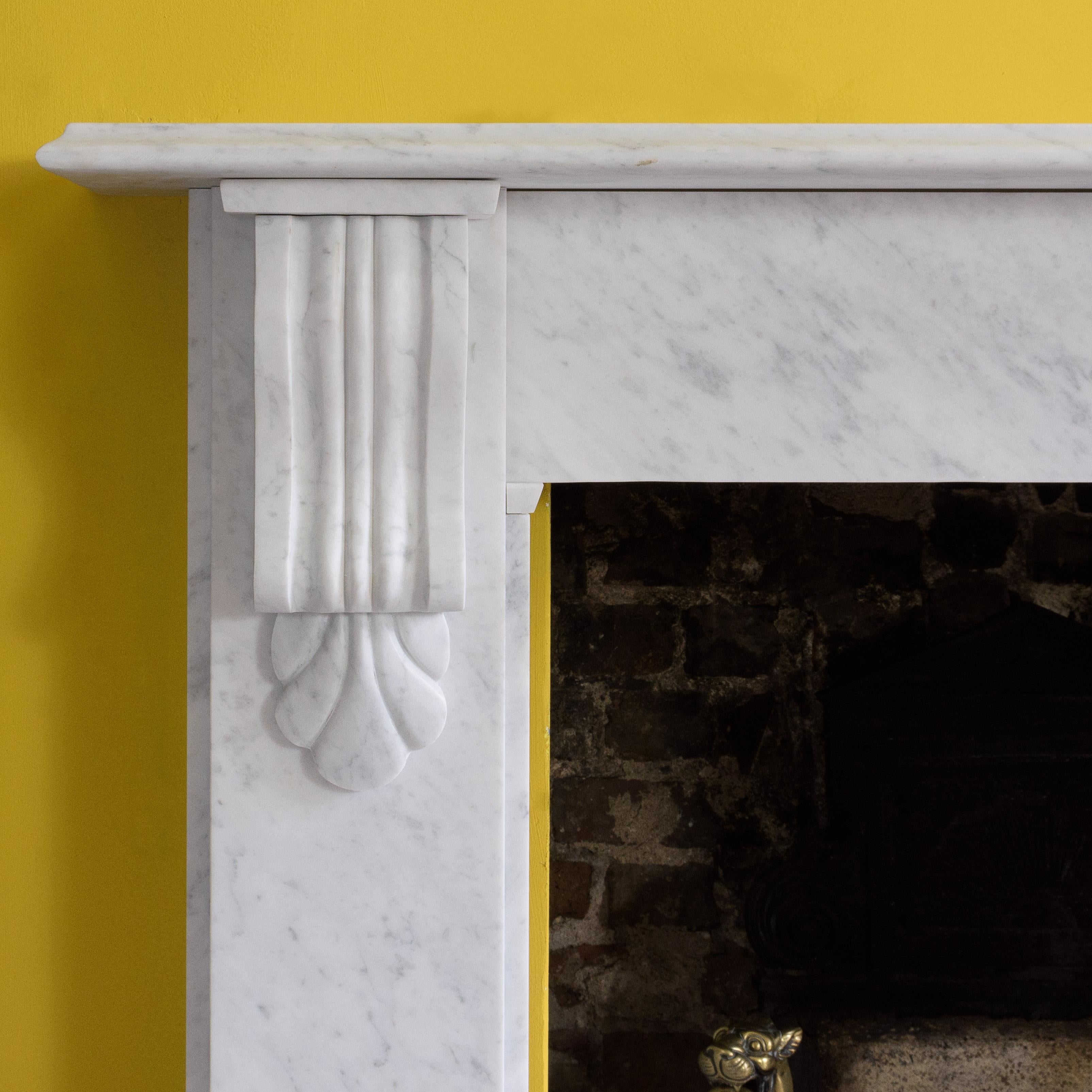 British Victorian Style Carrara Marble Fireplace