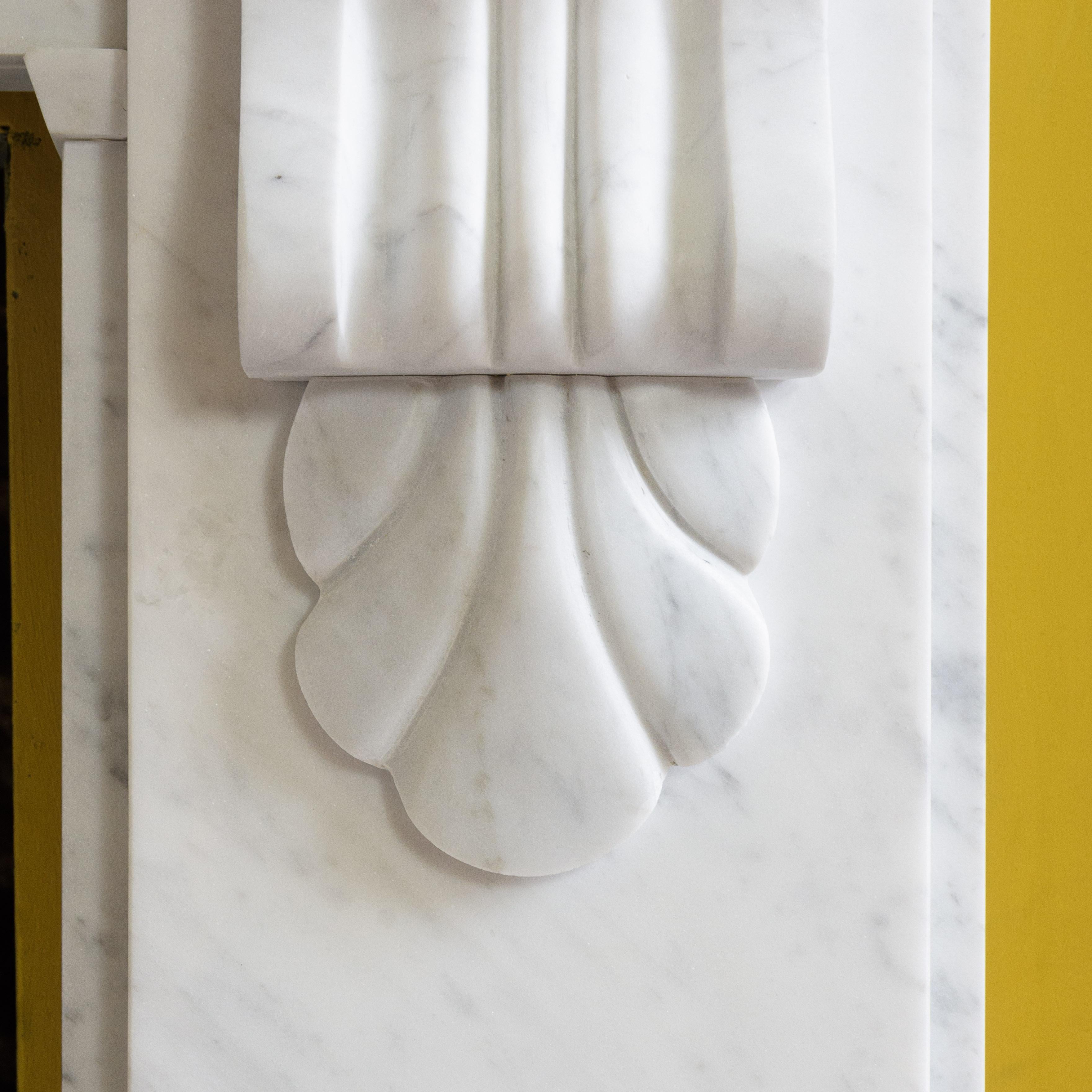 Carved Victorian Style Carrara Marble Fireplace