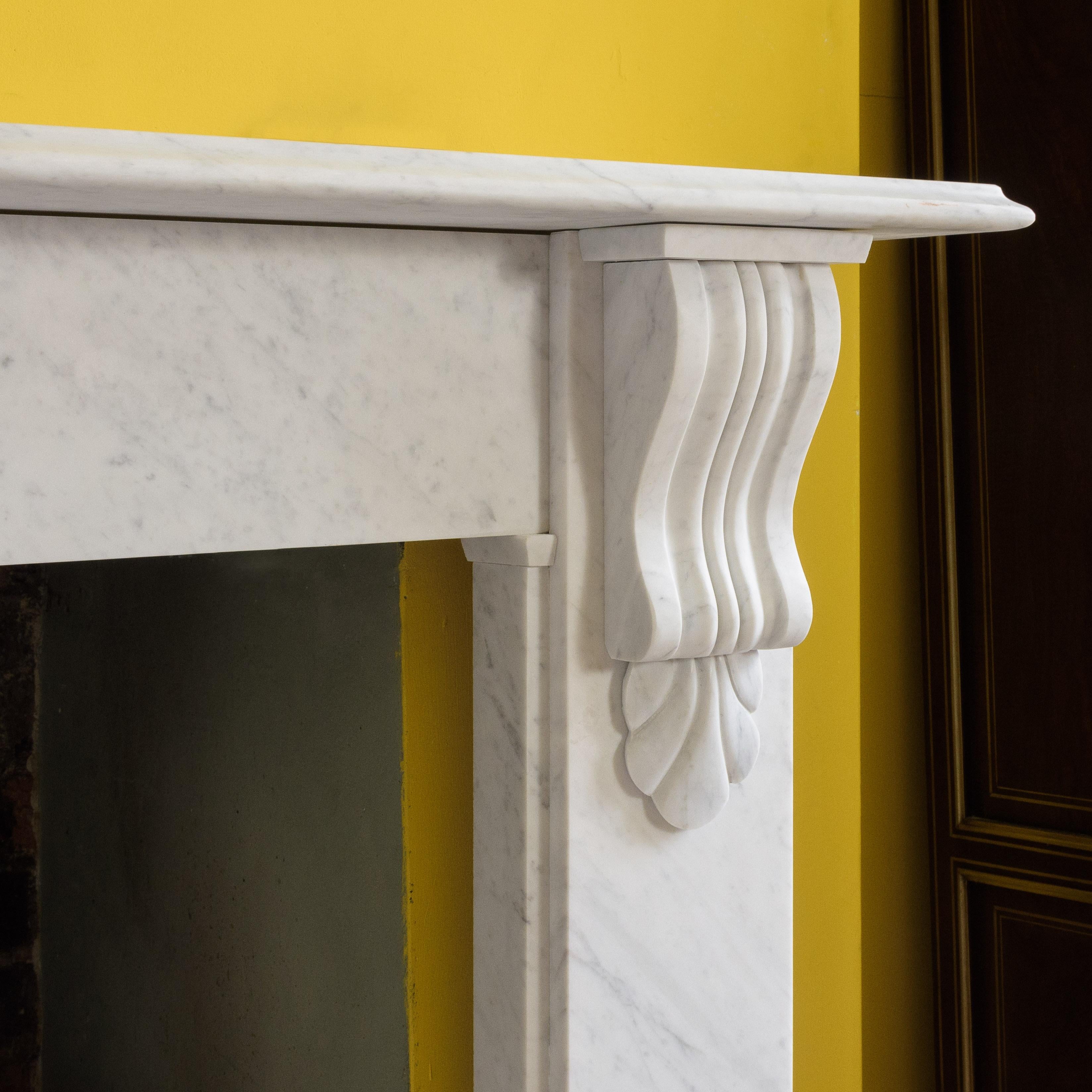 Contemporary Victorian Style Carrara Marble Fireplace