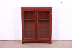 Victorian Style Carved Cherry Wood Glass Front Lighted Bookcase