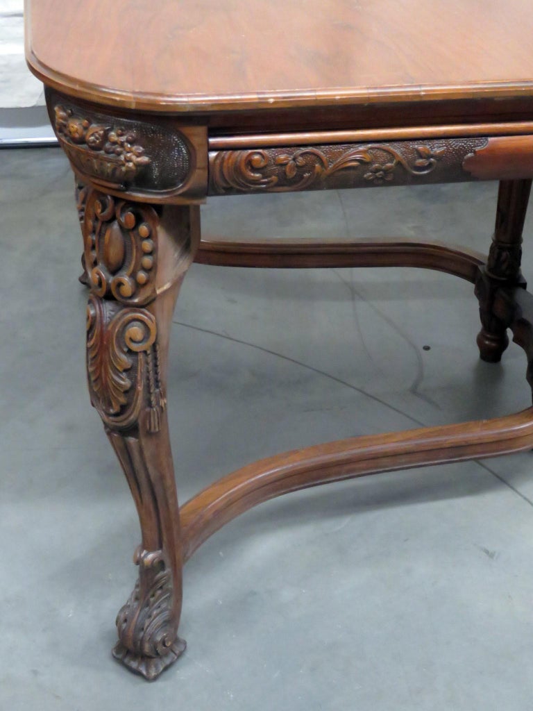 Victorian Style Carved Dining Room Table For Sale at 1stDibs
