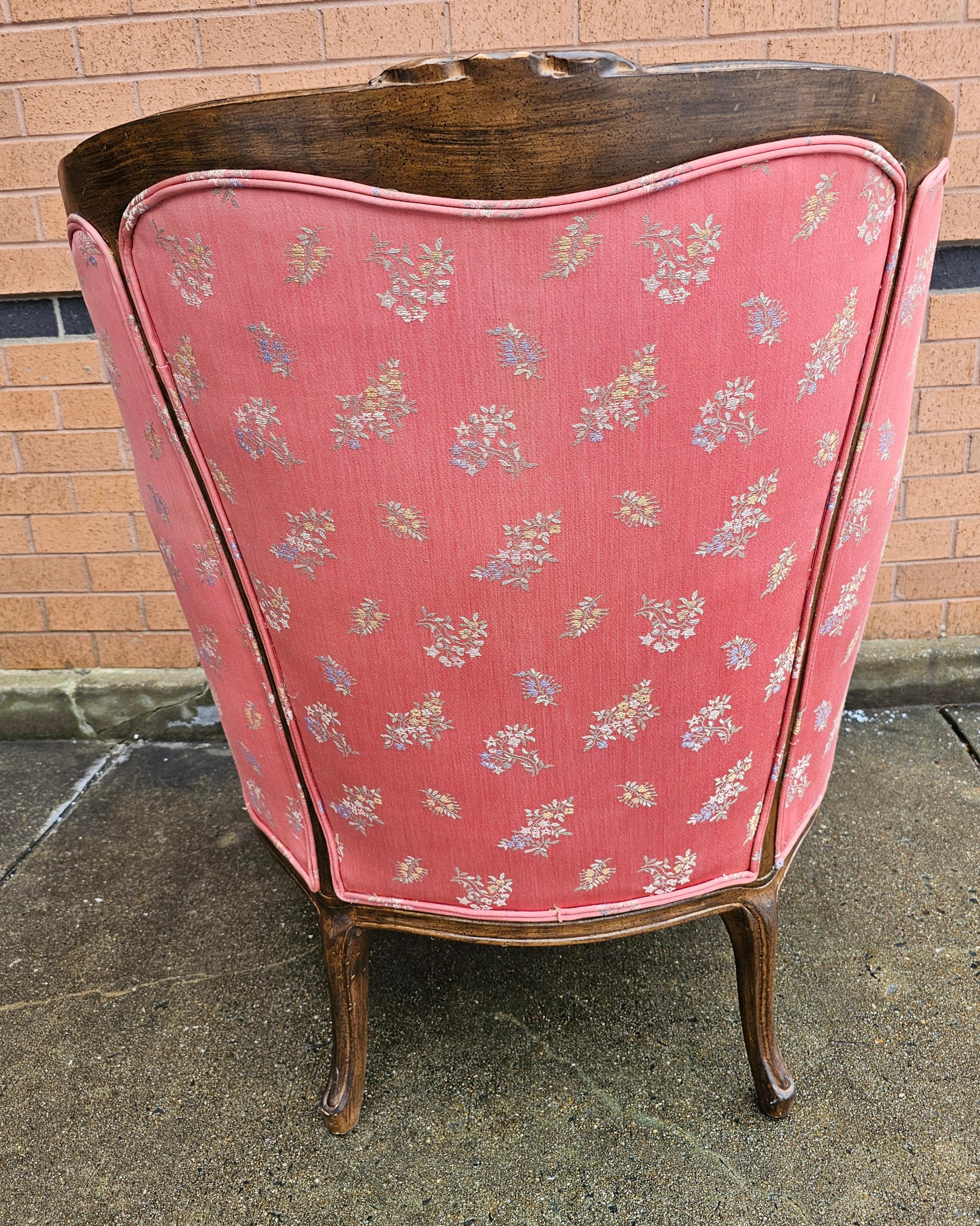 Victorian Style Carved Fruitwood and Upholstered Lounge Chair For Sale 3
