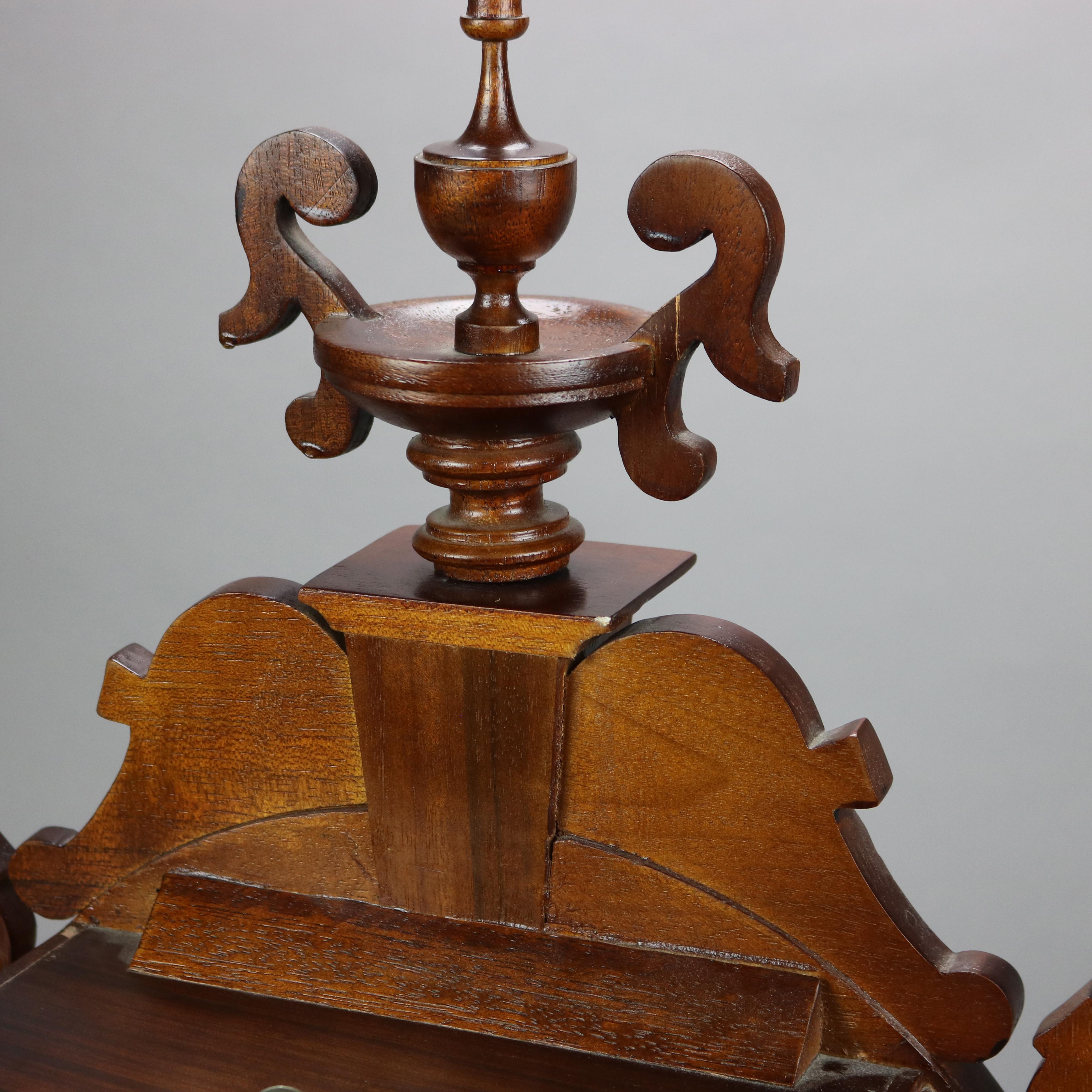 Victorian Style Carved Mahogany Mantle Clock 20th Century 9