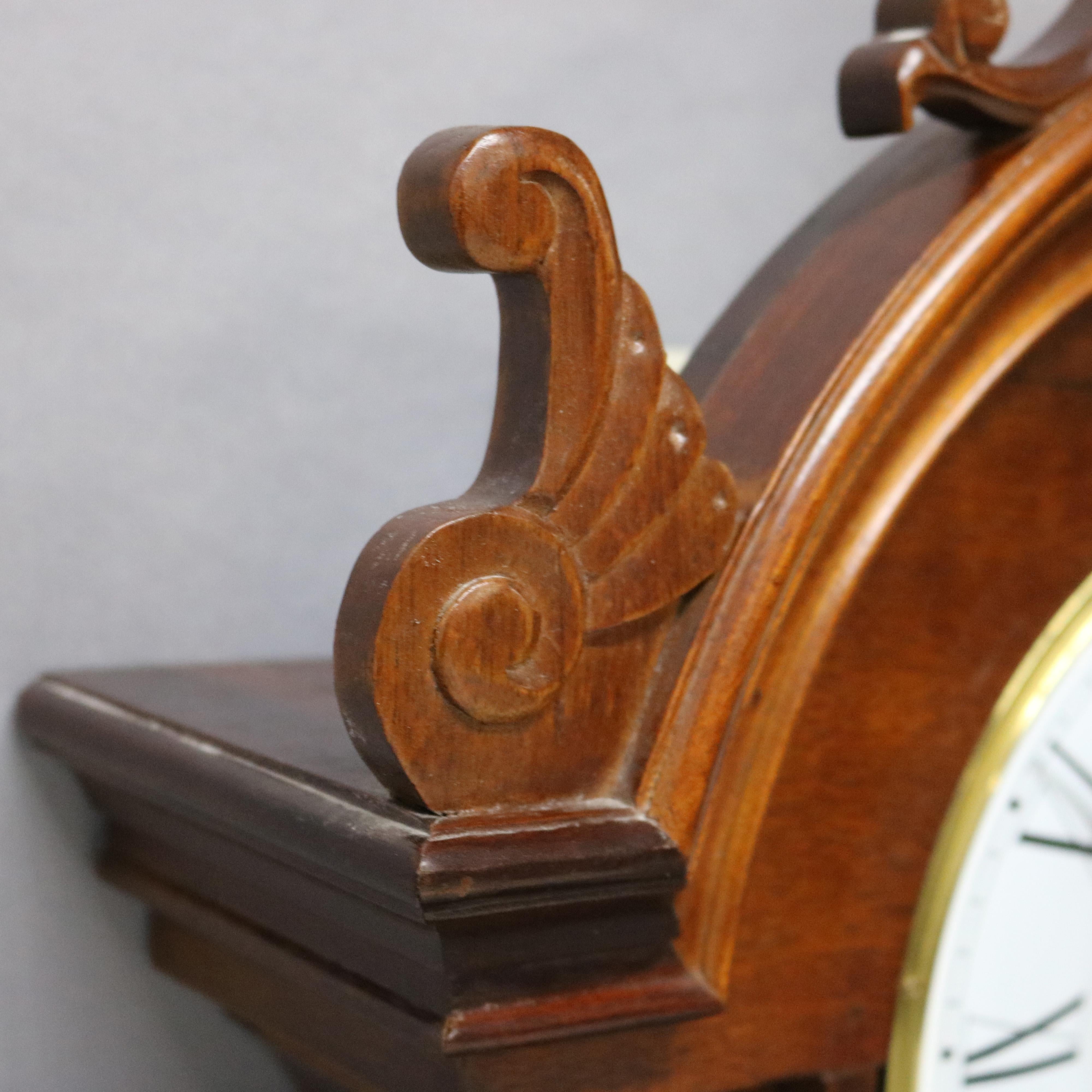 Victorian Style Carved Mahogany Wall Clock 20th C 7