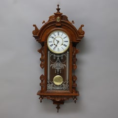 Victorian Style Carved Mahogany Wall Clock 20th C