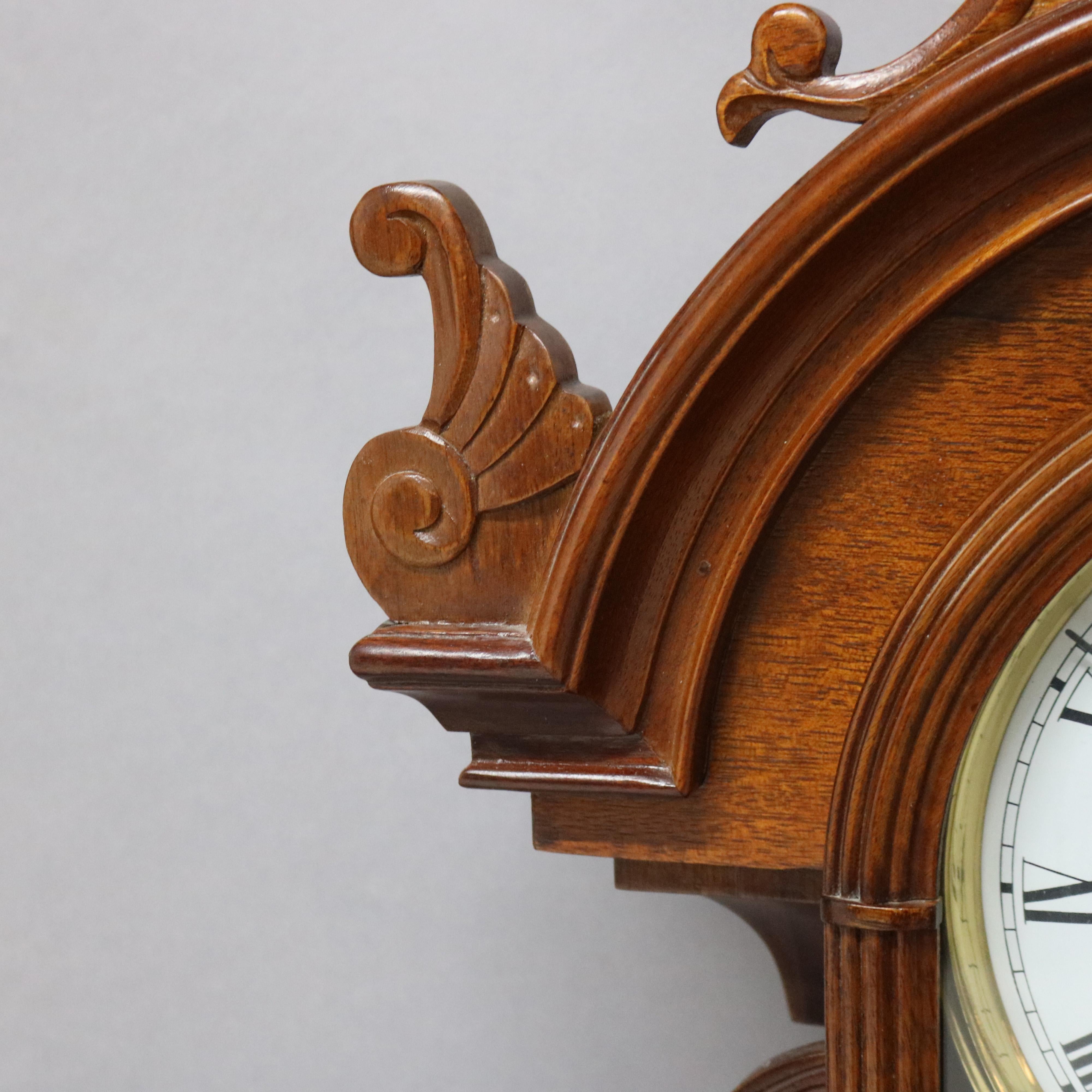 20th Century Victorian Style Carved Mahogany Wall Clock 20th C