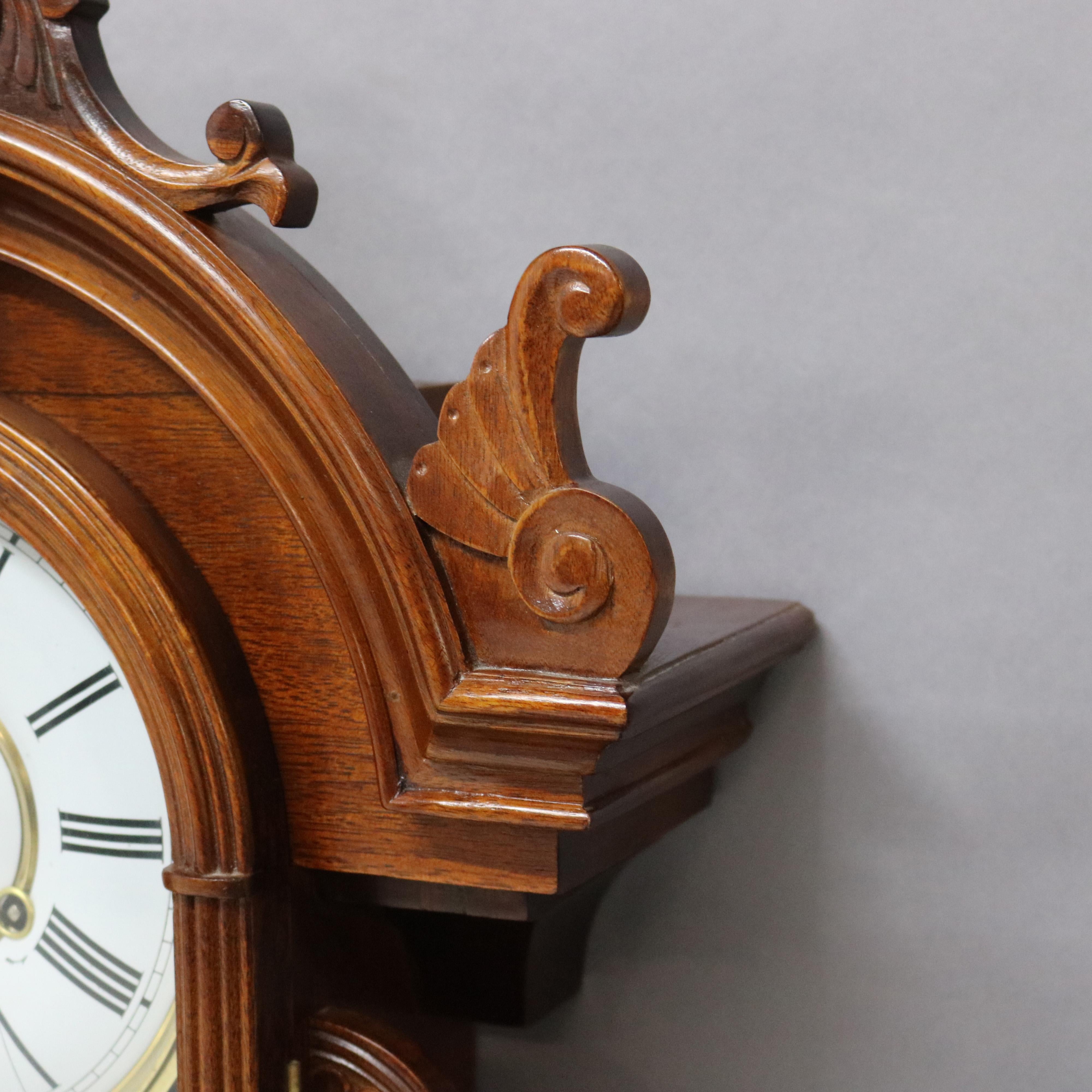 Victorian Style Carved Mahogany Wall Clock 20th C 1