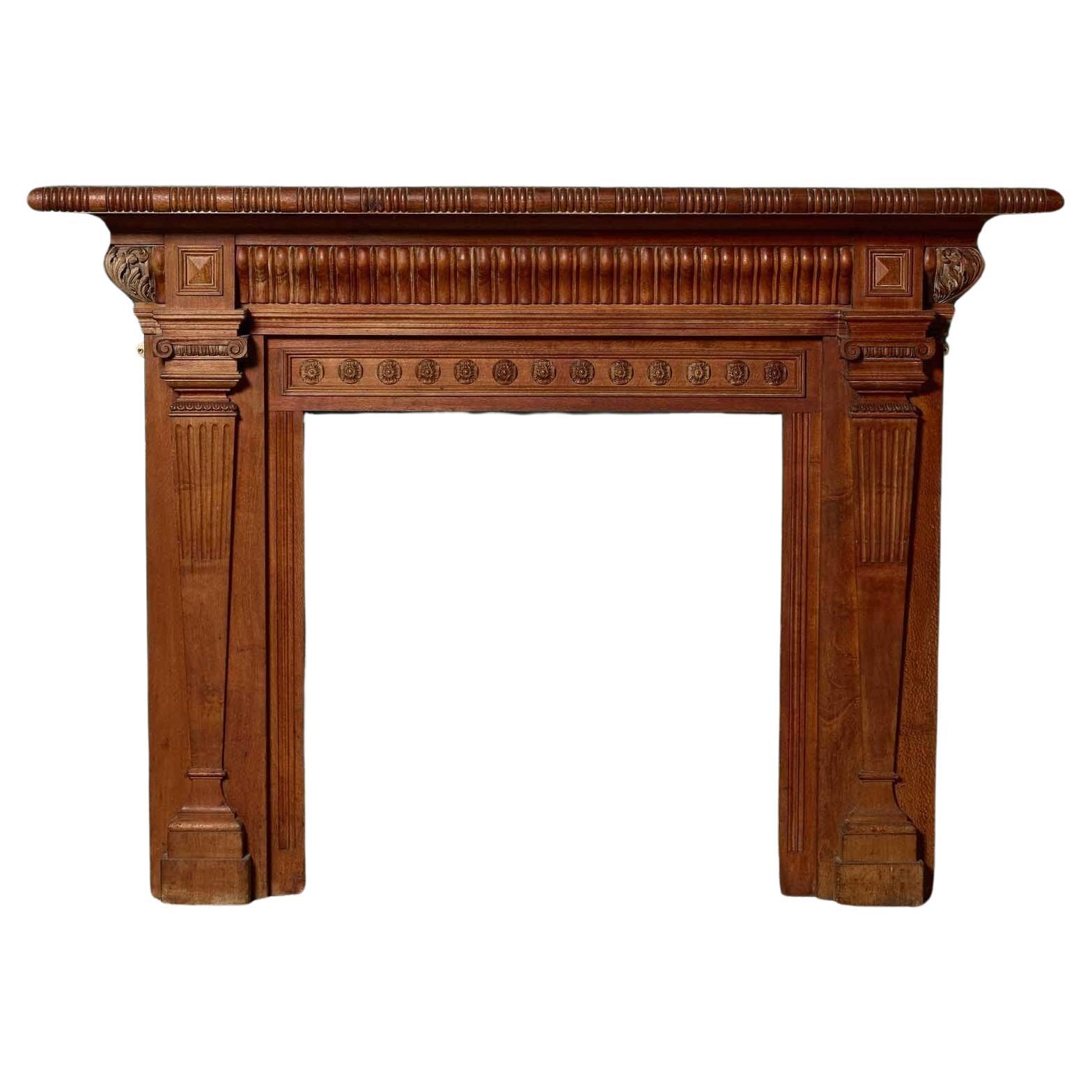 Victorian Style Carved Oak Fire Mantel