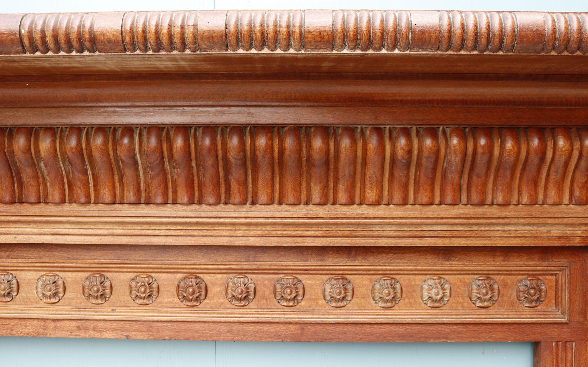 19th Century Victorian Style Carved Oak Fireplace