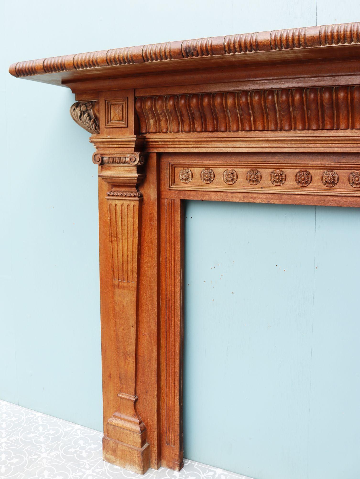 Victorian Style Carved Oak Fireplace For Sale 1