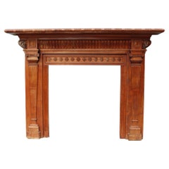 Antique Victorian Style Carved Oak Fireplace