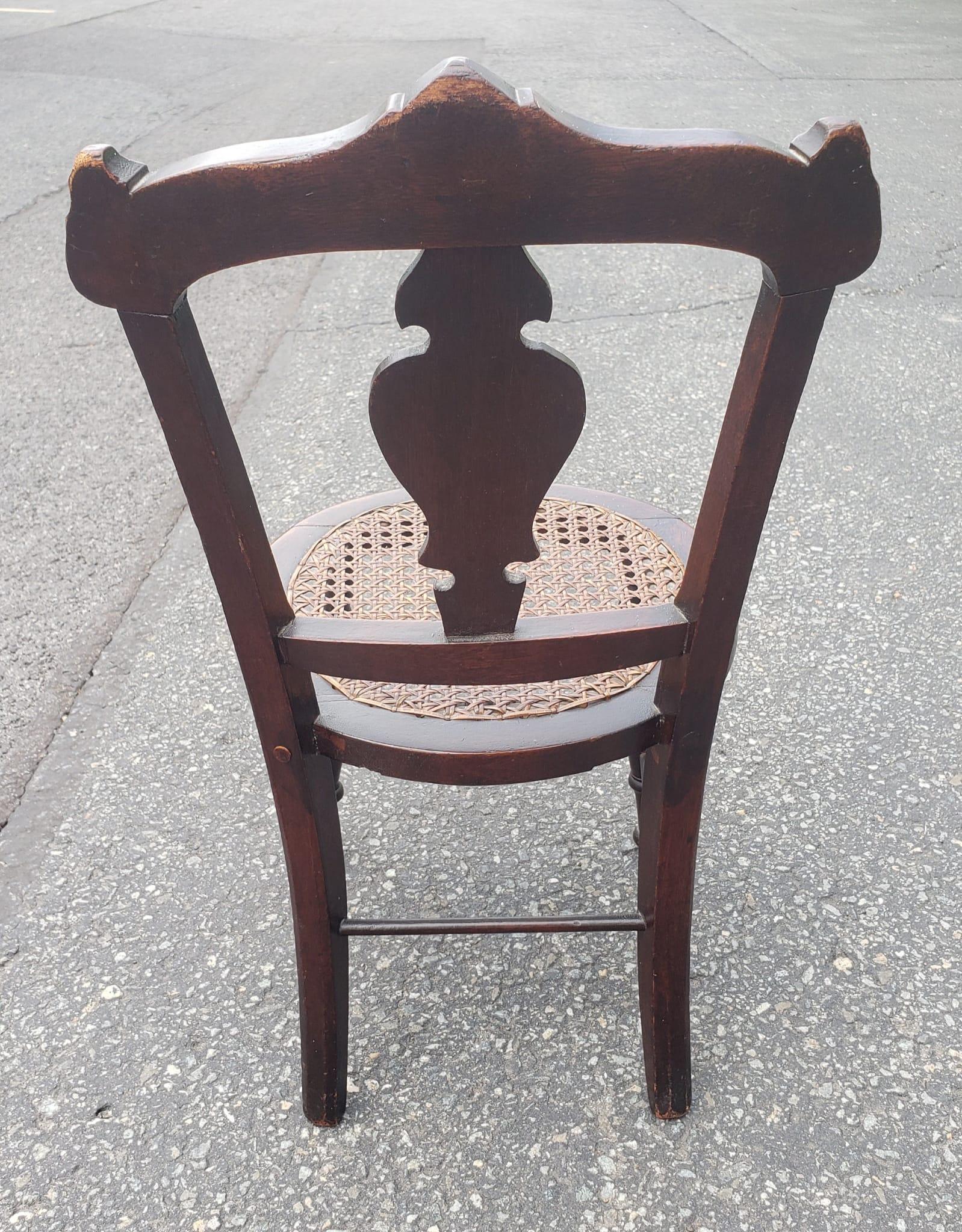 American Victorian Style Carved Walnut and Cane Seat Youth Chair For Sale