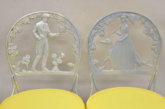 Victorian Style Cast Aluminum Courting Scene Garden Patio Bistro Chairs - a Pair