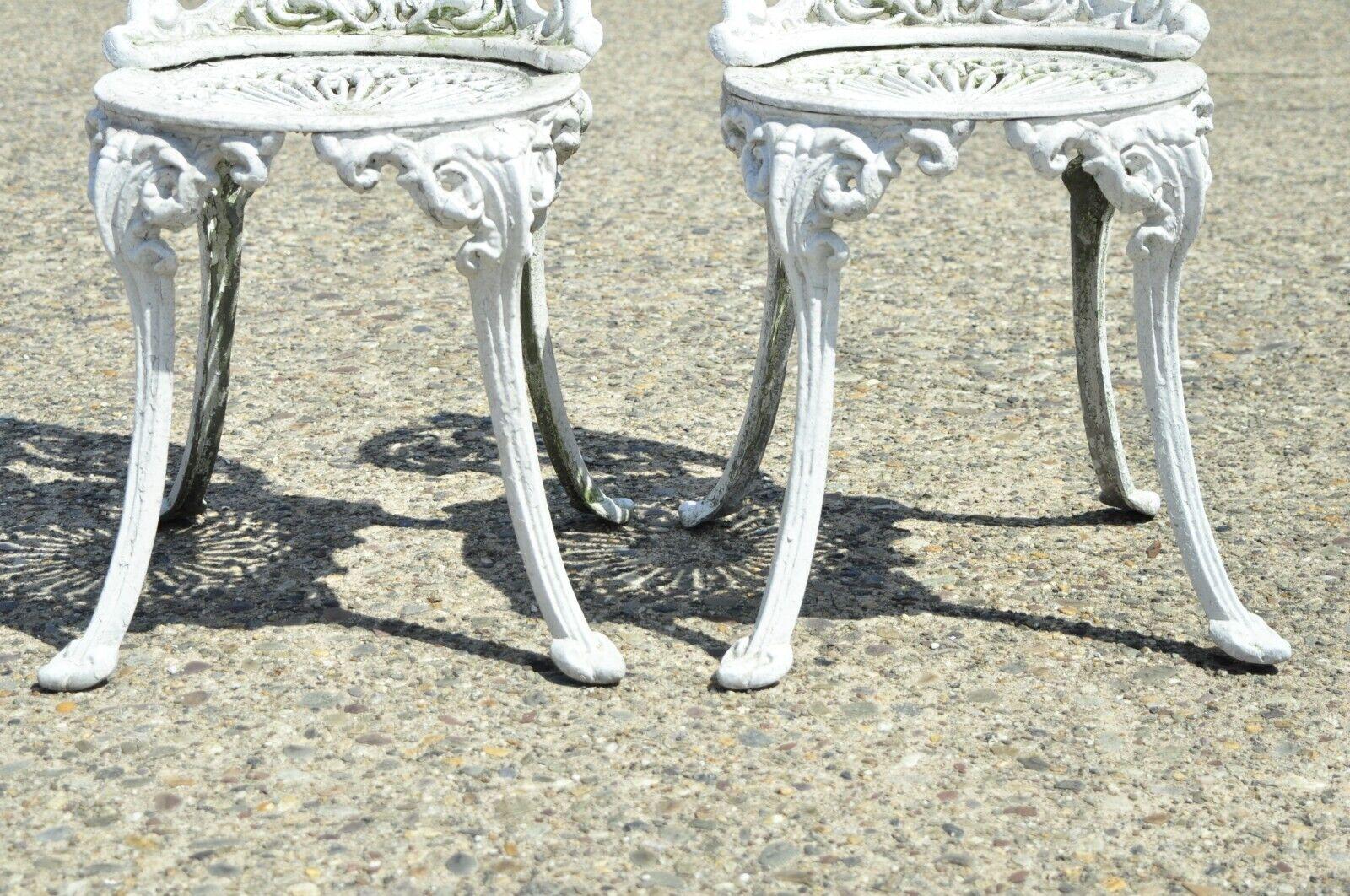 Victorian Style Cast Aluminum Ornate Outdoor Garden Chairs, Set of 4 2