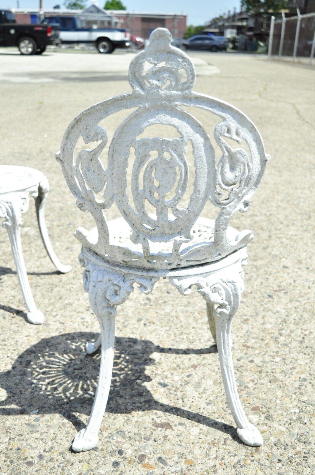 Victorian Style Cast Aluminum Ornate Outdoor Garden Chairs, Set of 4 3