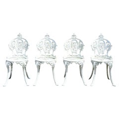 Victorian Style Cast Aluminum Ornate Outdoor Garden Chairs, Set of 4