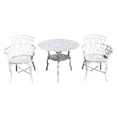 Victorian Style Cast Aluminum Scrolling Heart Back Garden Patio 3 Pc Bistro Set