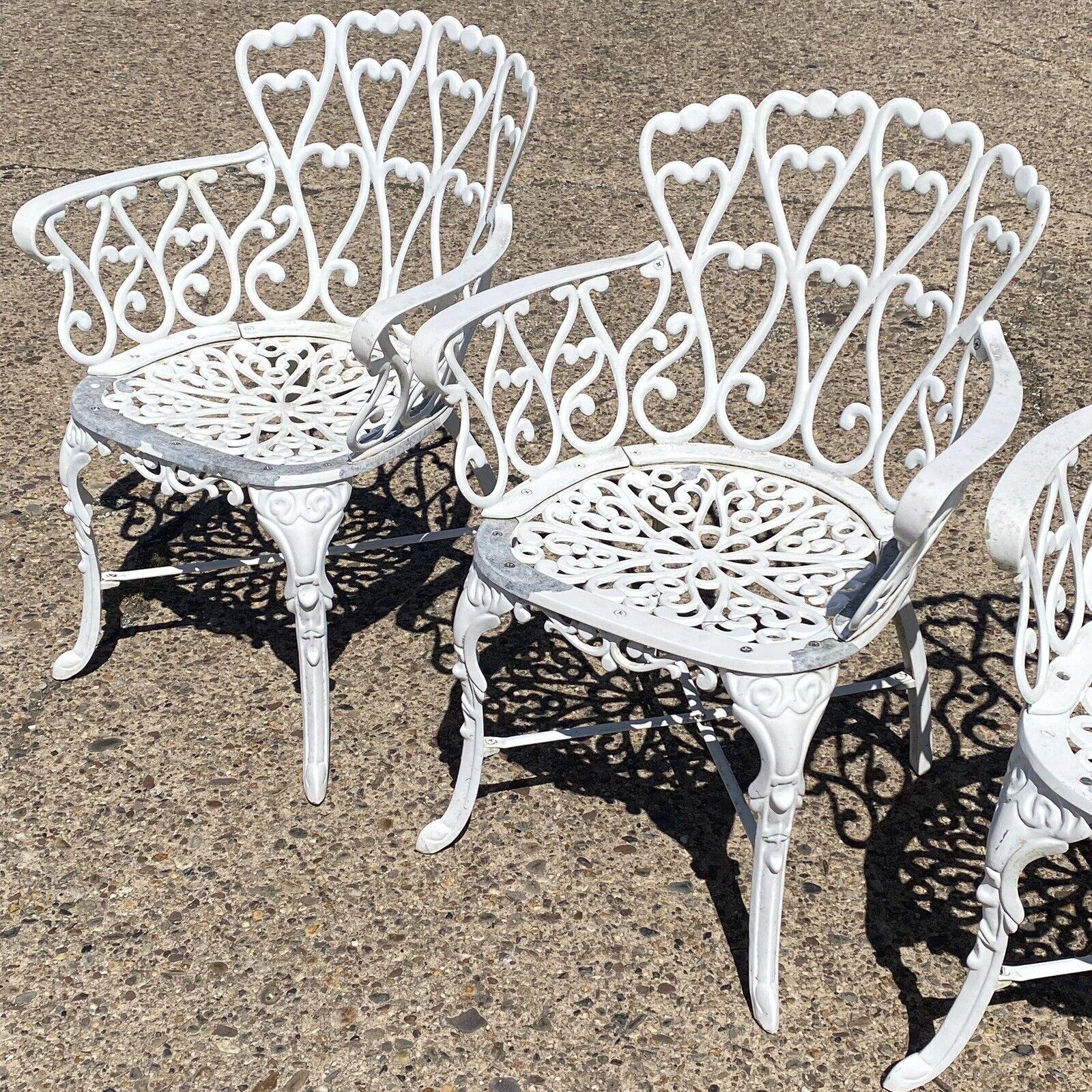 Juego de Comedor de 5 Piezas para Patio de Jardín de Aluminio Fundido Estilo Victoriano con Corazones Volutas 7