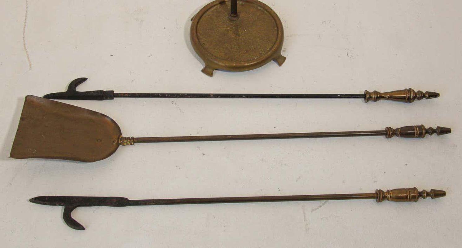 Victorian Style Cast Brass and Iron Fire Tools, 3 Pieces For Sale 6