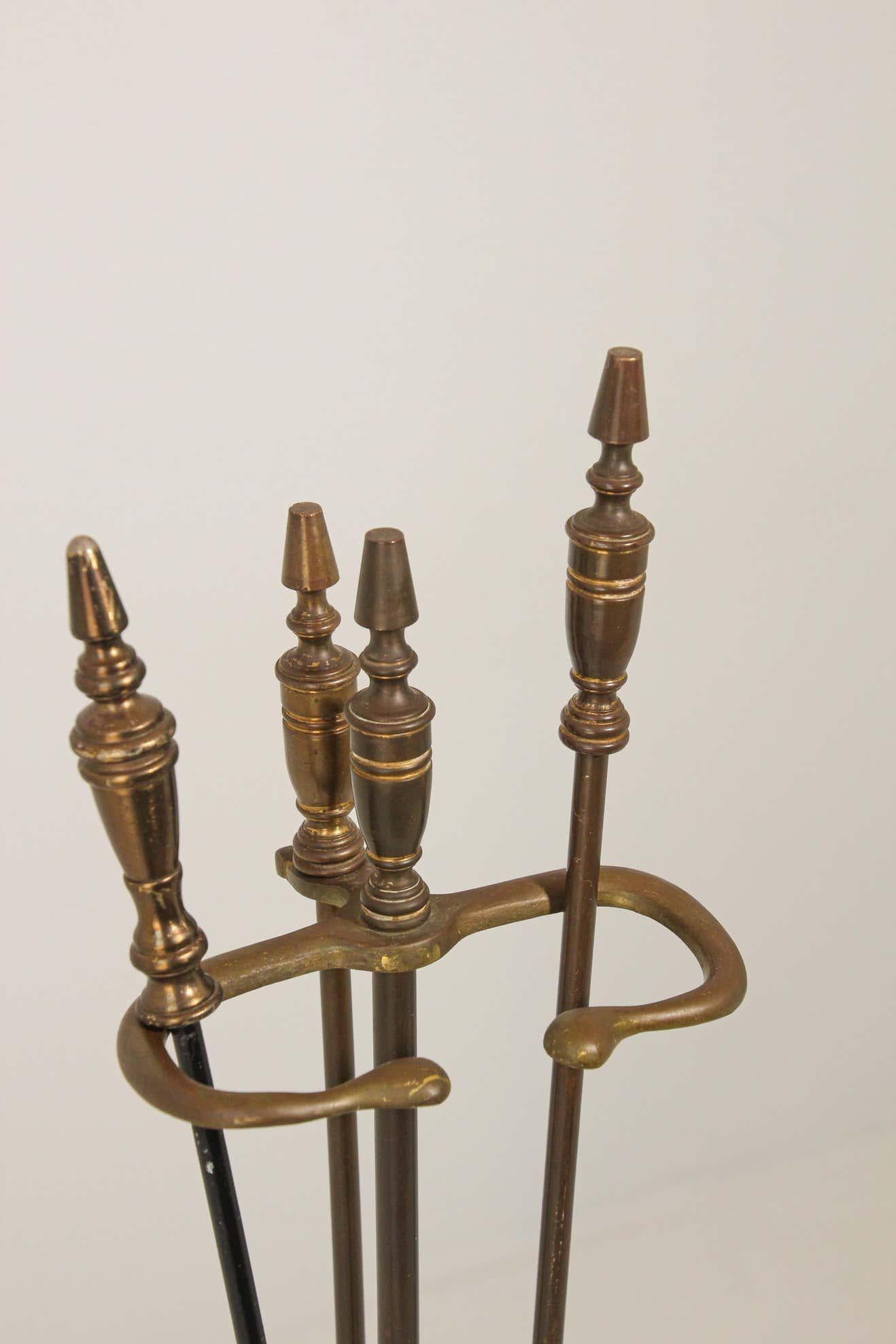 Victorian Style Cast Messing und Eisen Feuer Werkzeuge -3 Stück im Angebot 2