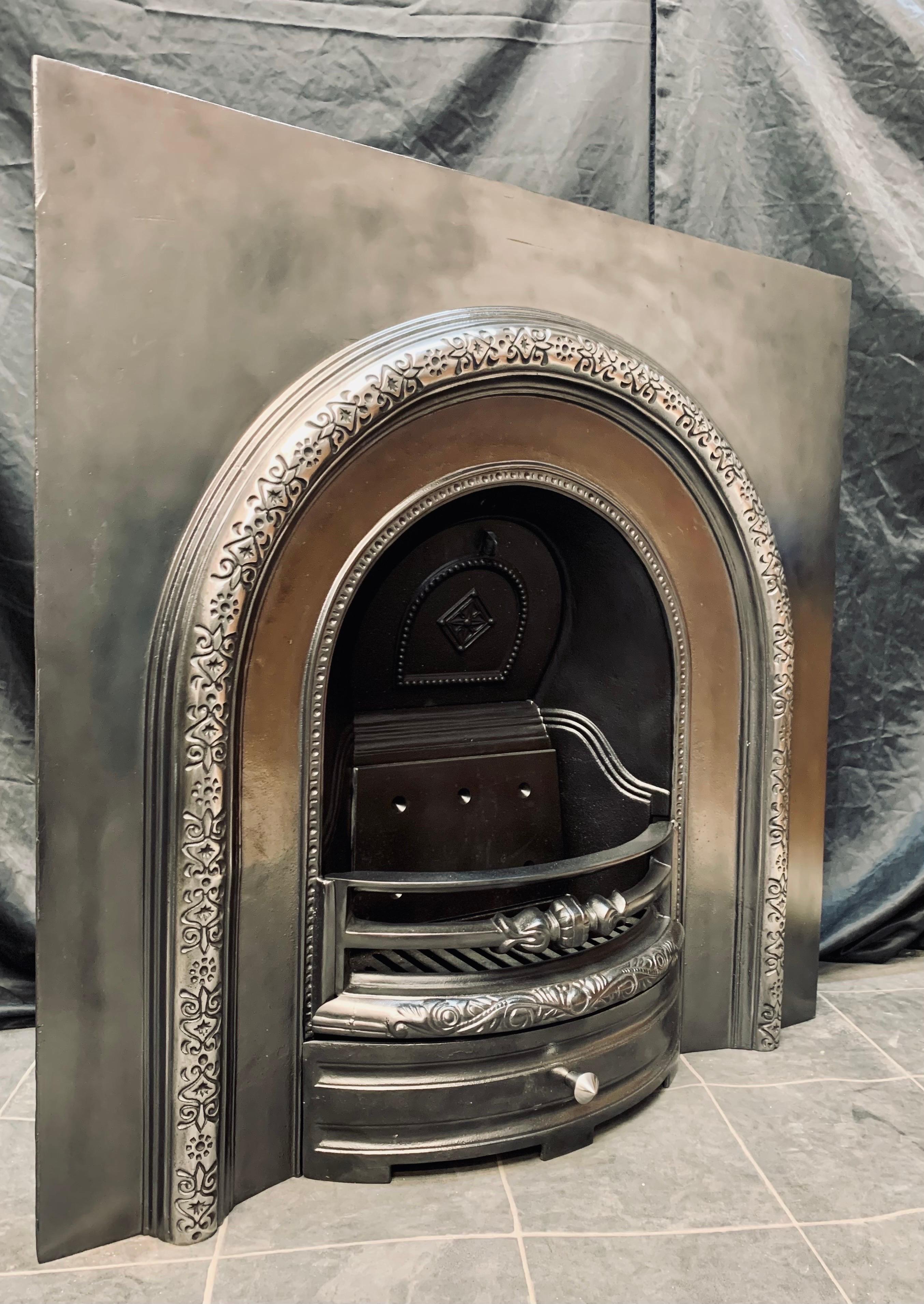 Victorian Style Cast Iron Arch Fireplace Insert 5