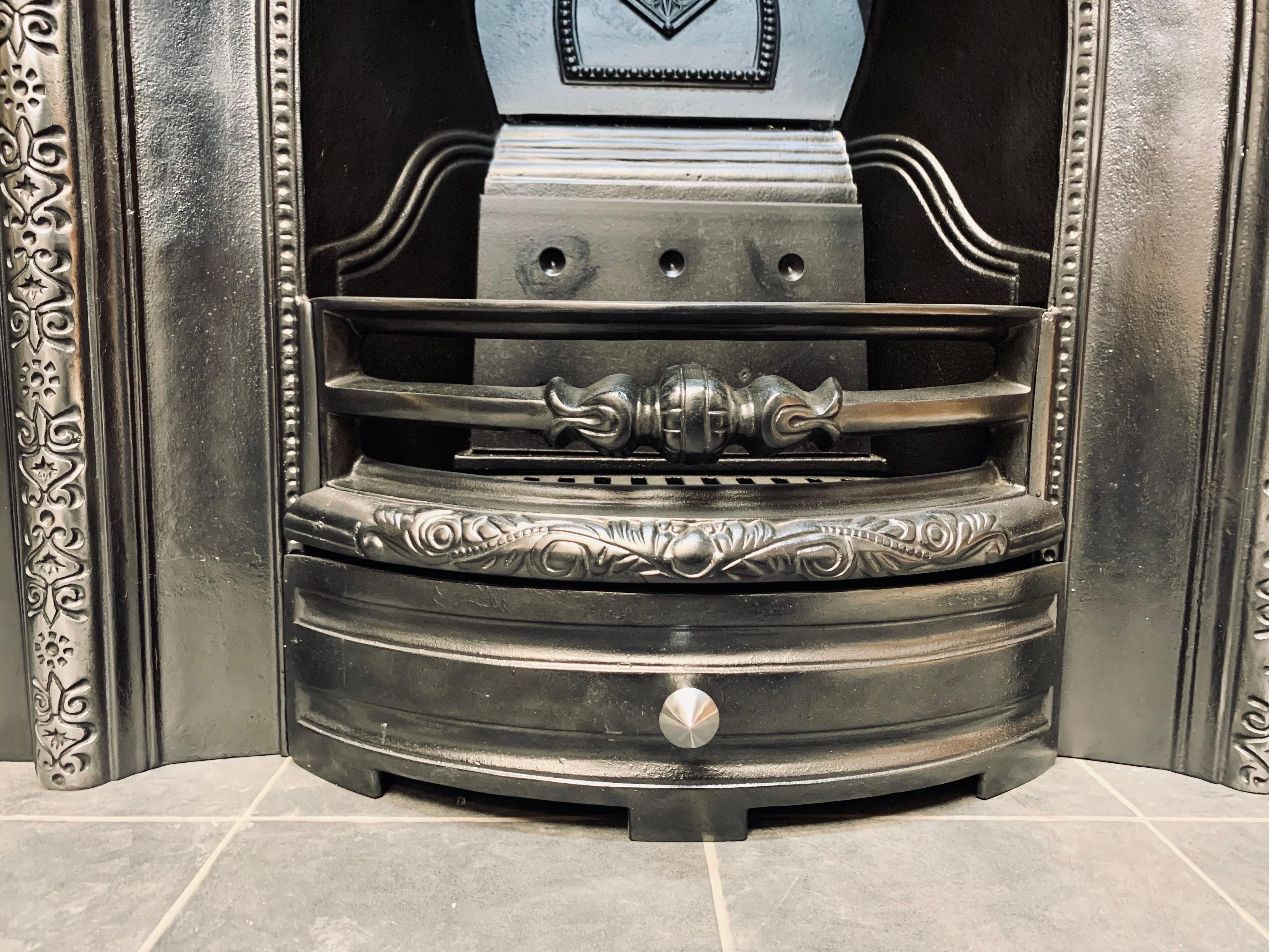 Victorian Style Cast Iron Arch Fireplace Insert 1