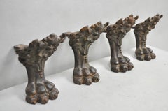 Victorian Style Cast Iron Bathtub Lion Claw Foot Paw Feet Floral Design 4 Pc Set