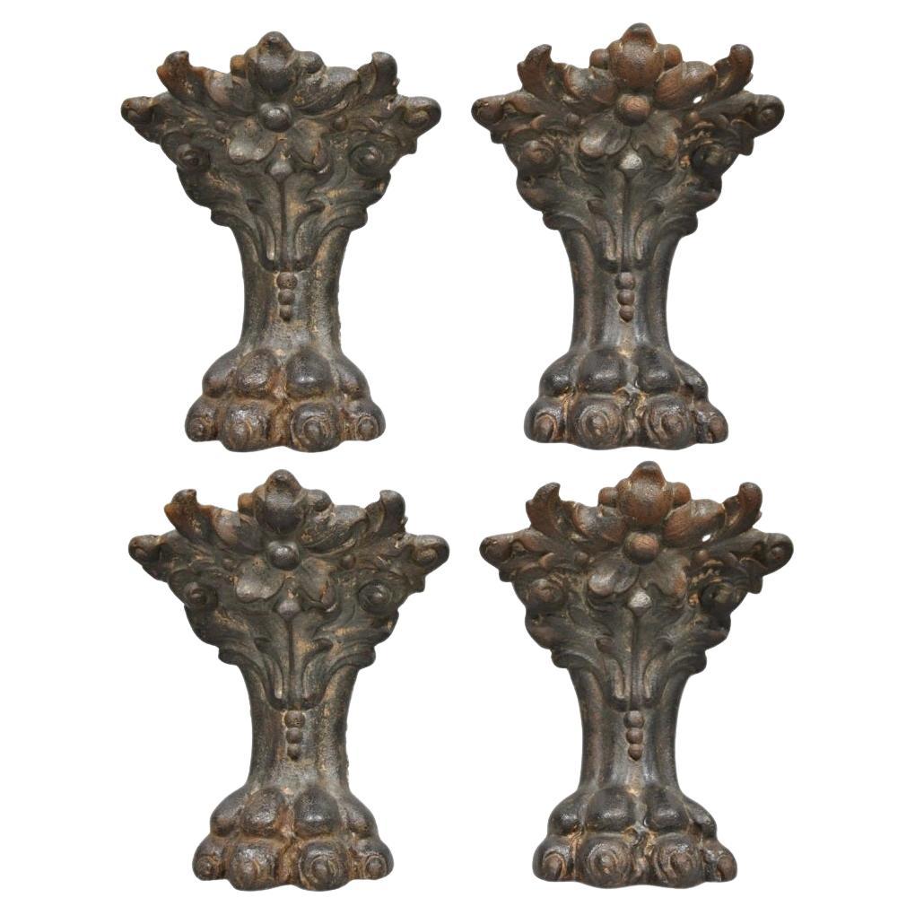 Bañera de hierro fundido estilo victoriano Pie de garra de león Pies de pata Diseño floral Juego de 4 piezas