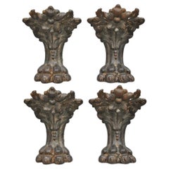 Bañera de hierro fundido estilo victoriano Pie de garra de león Pies de pata Diseño floral Juego de 4 piezas