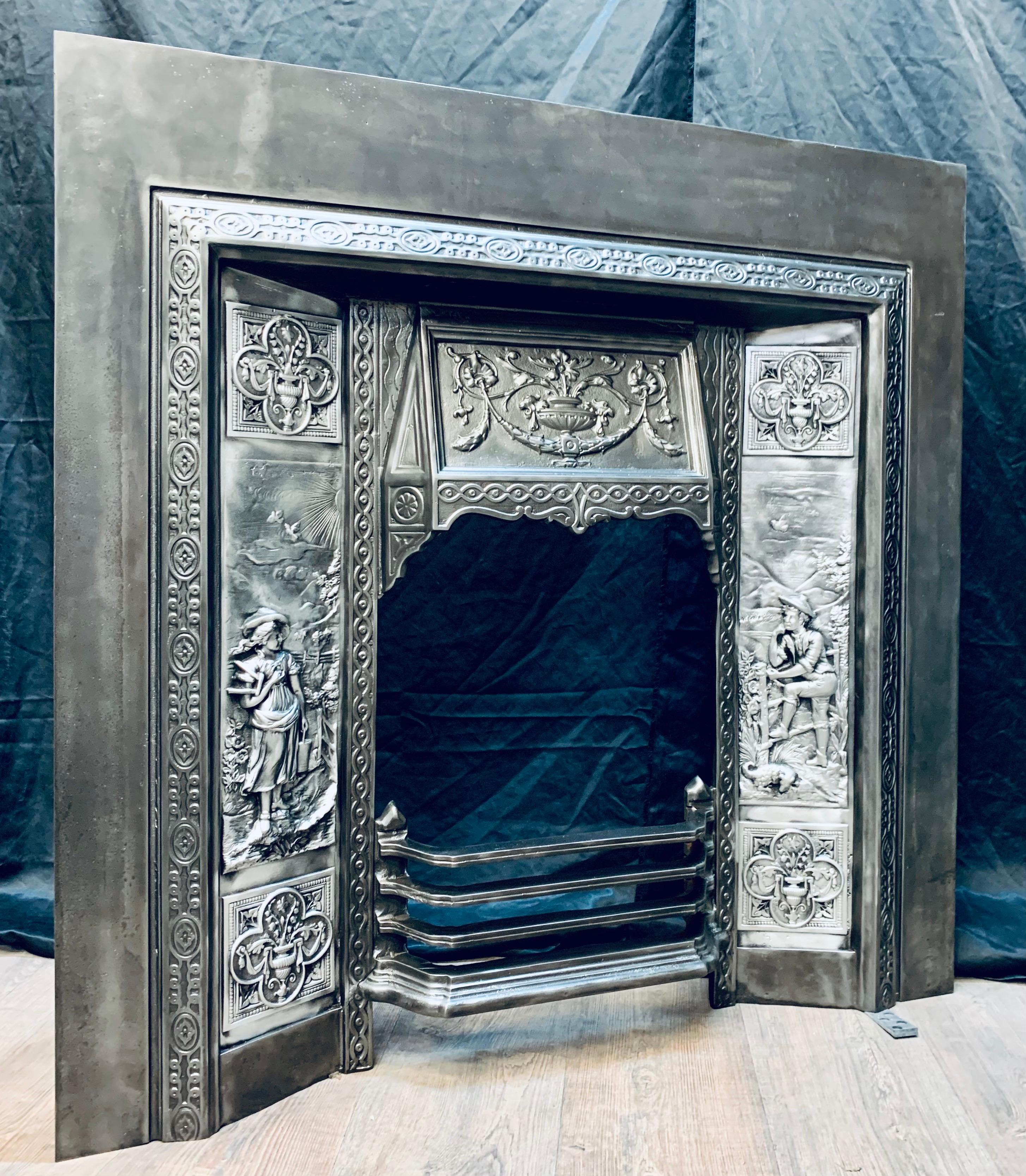 Victorian Style Cast Iron Fireplace Insert For Sale 7