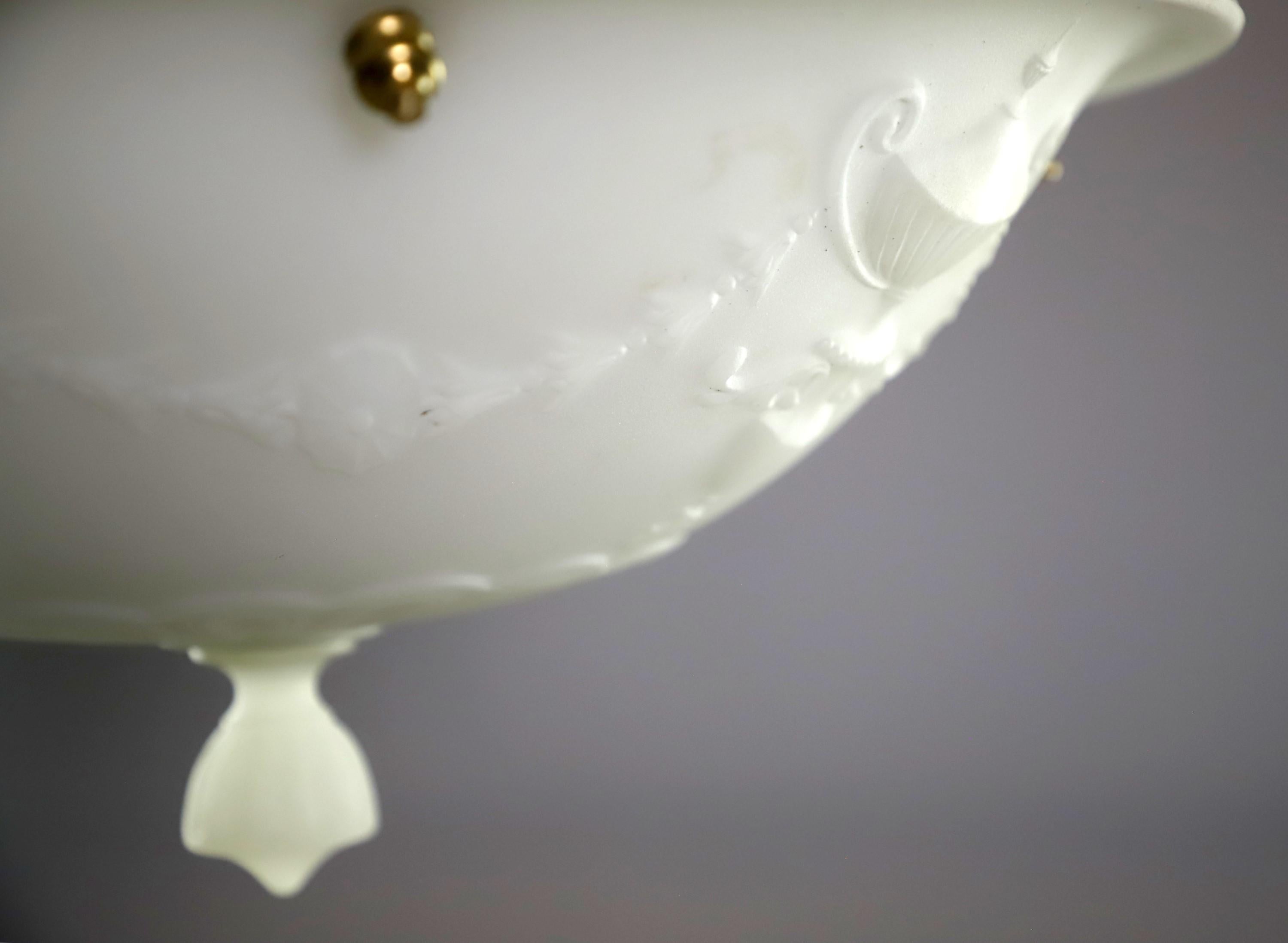 20th Century Victorian Style Cast Milk Glass Hanging Pendant Light