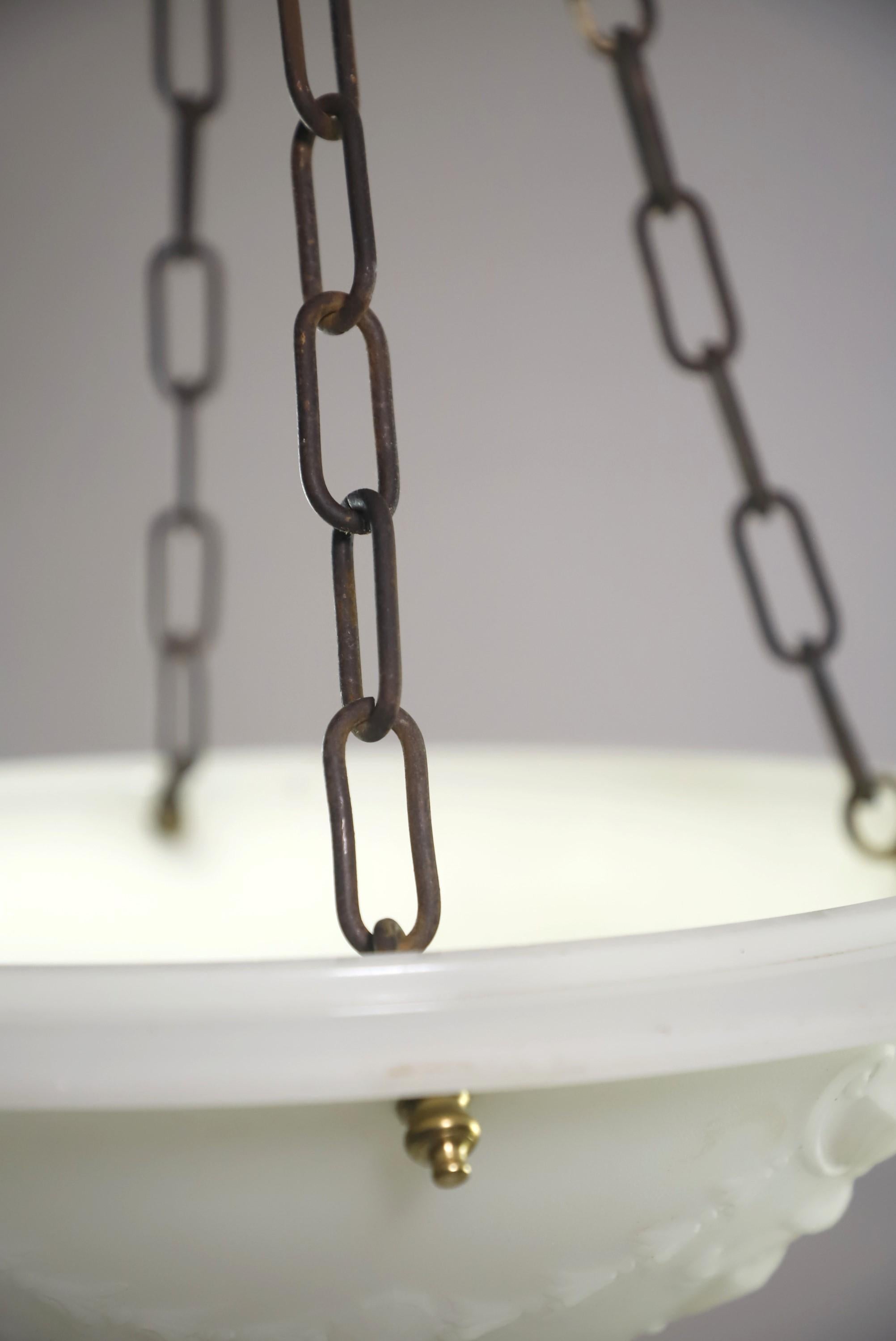 Victorian Style Cast Milk Glass Hanging Pendant Light 2
