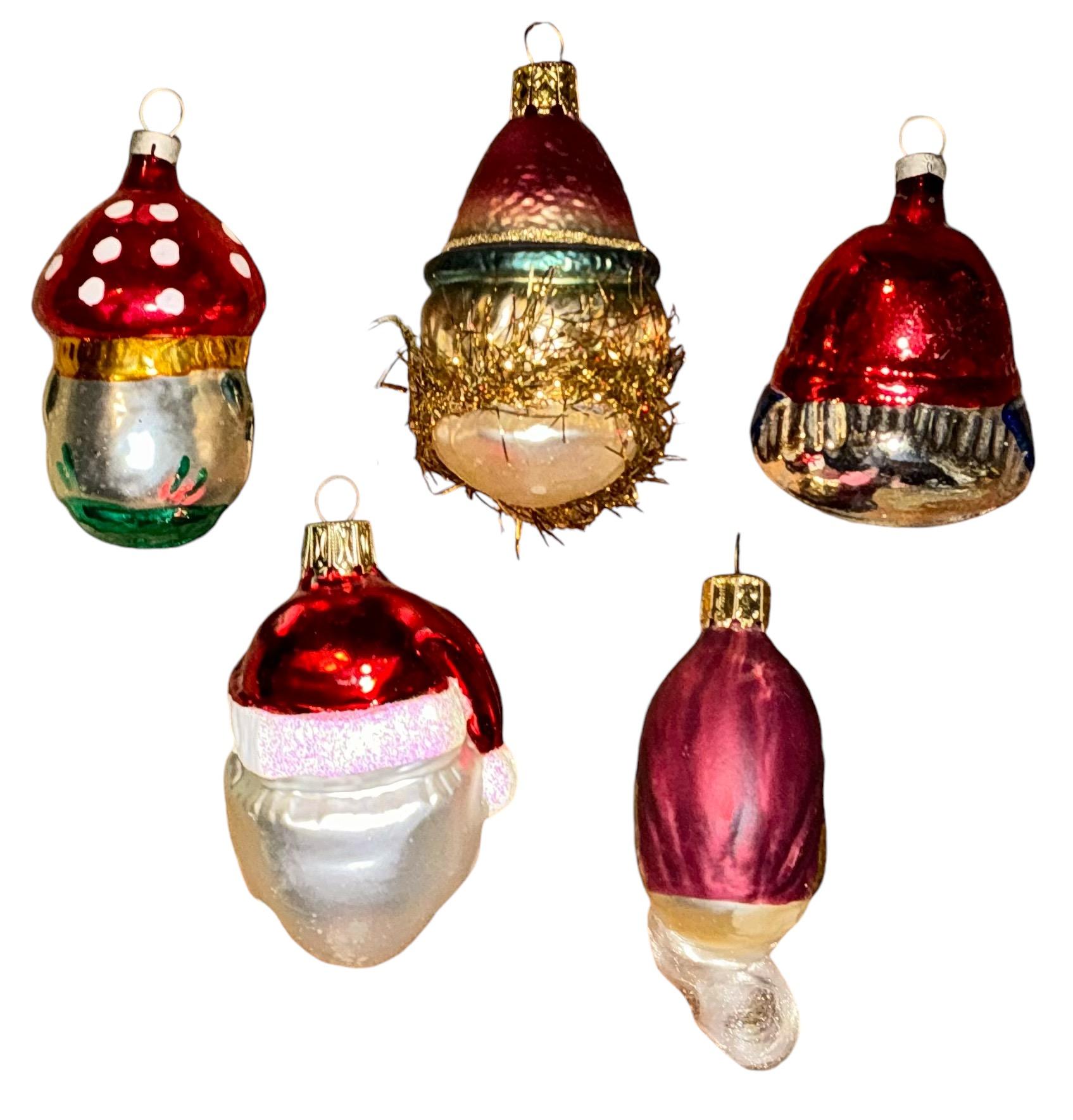 Viktorianisches Weihnachtsschmuck aus Quecksilberglas im viktorianischen Stil -anta Pilz-Puppe -S/5 (Mercury-Glas)